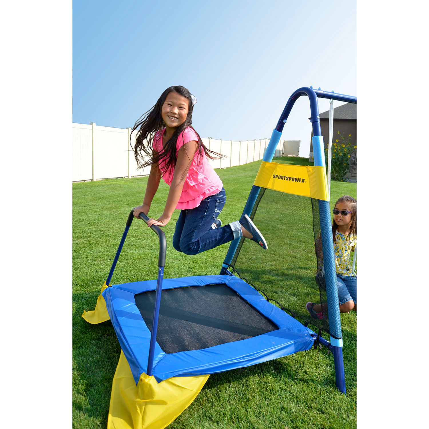 Sportspower Almansor 6 Child Playground Swing Set w/ Trampoline (Open