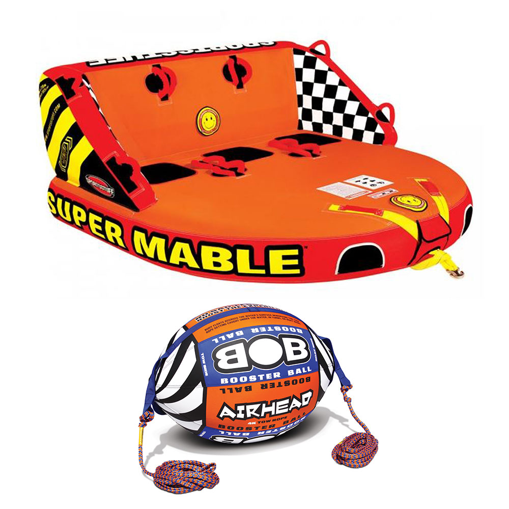 Open Box AIRHEAD Bob Tow Rope w Inflatable Buoy Booster Ball Towables Tubes