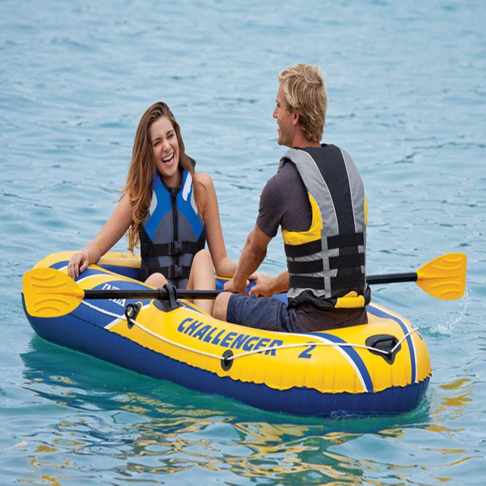 INTEX Challenger 2 Inflatable Boat Set with Air Pump & Oars (Open Box) (2 Pack) - Picture 10 of 10