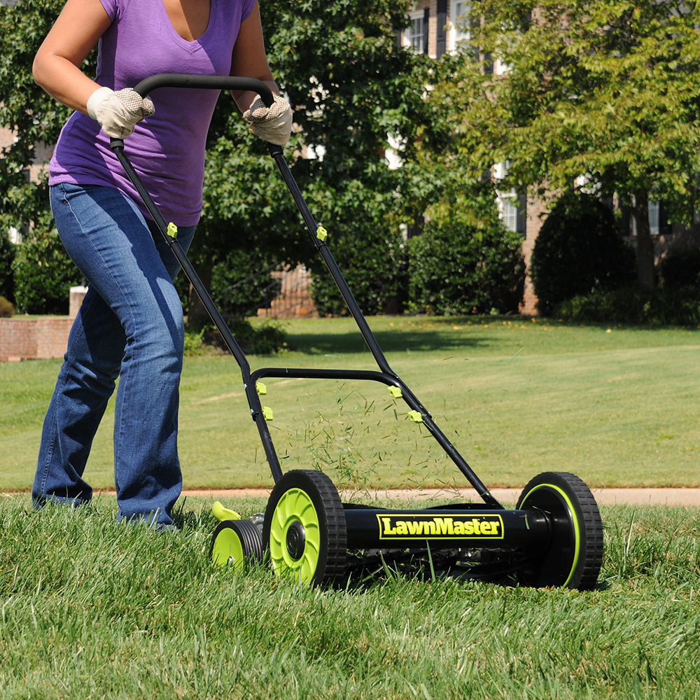 Lawnmaster 16 Inch Steel Manual Powered 5 Blade Walk Behind Push Mower