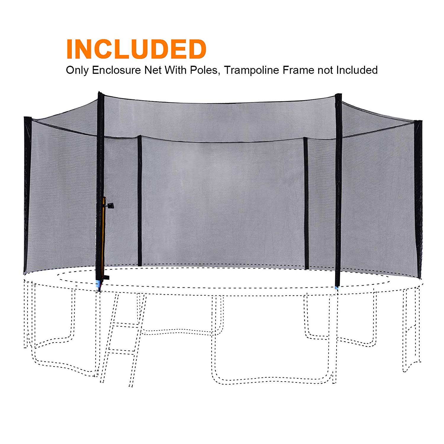 ExacMe 16 Foot Round Trampoline Replacement Enclosure Net with Poles T
