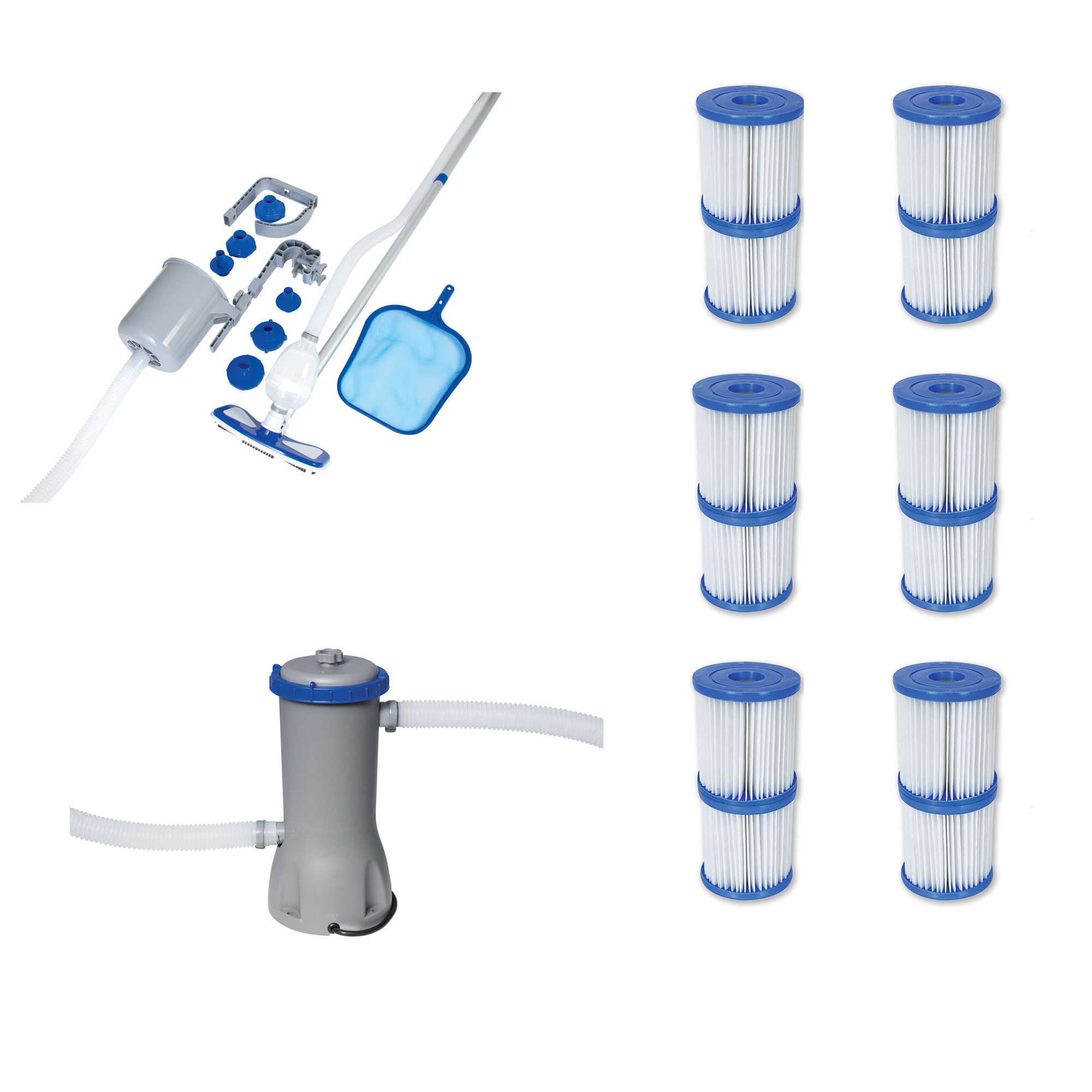 Bestway Pool Vacuum + Replacement Filter (6) + Flowclear Filter Pump eBay