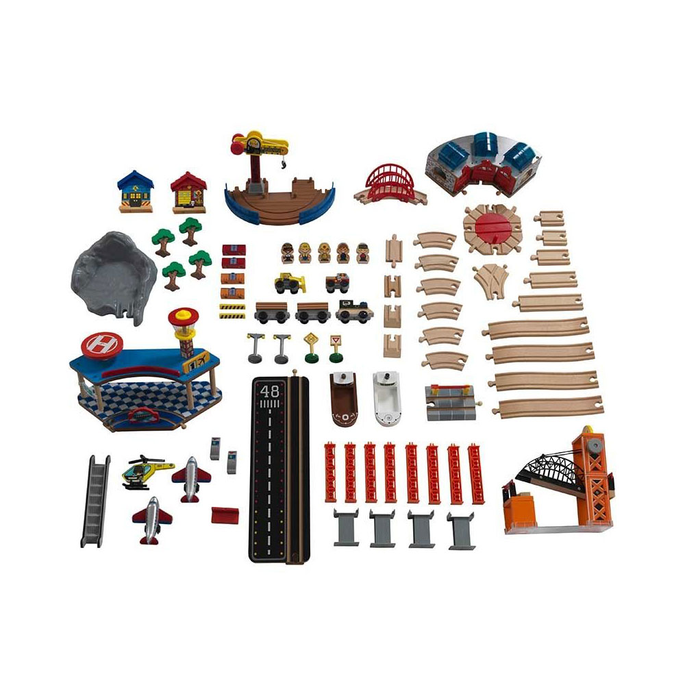 wooden toy train set table