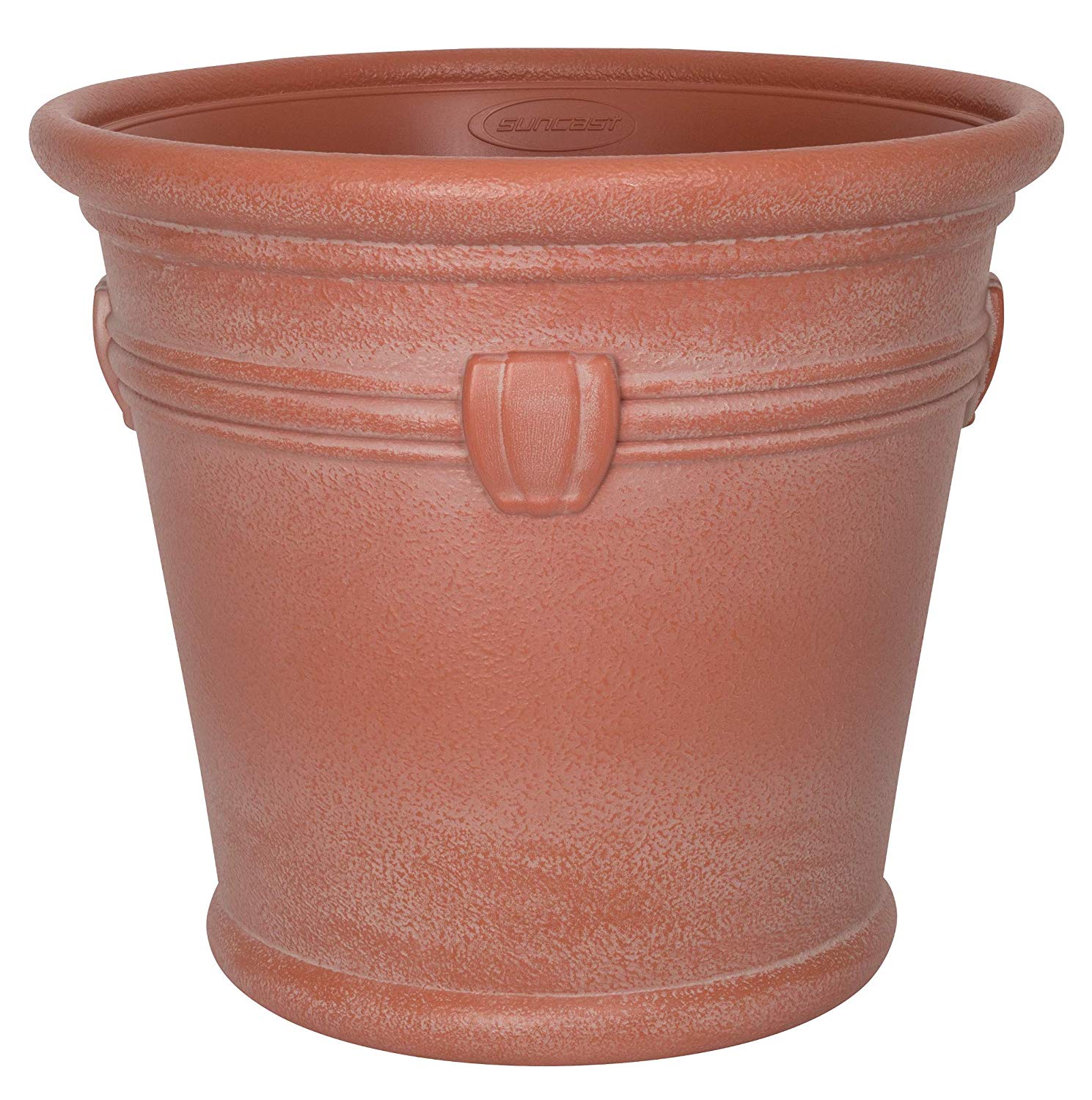 Suncast Waterton 18 Inch Resin Round Decorative Flower Pot Planter ...