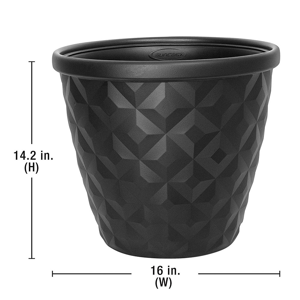 Suncast 16 Inch Pinehurst Decorative Resin Garden Pot Planter (2 Pack), Black 44365026275 eBay