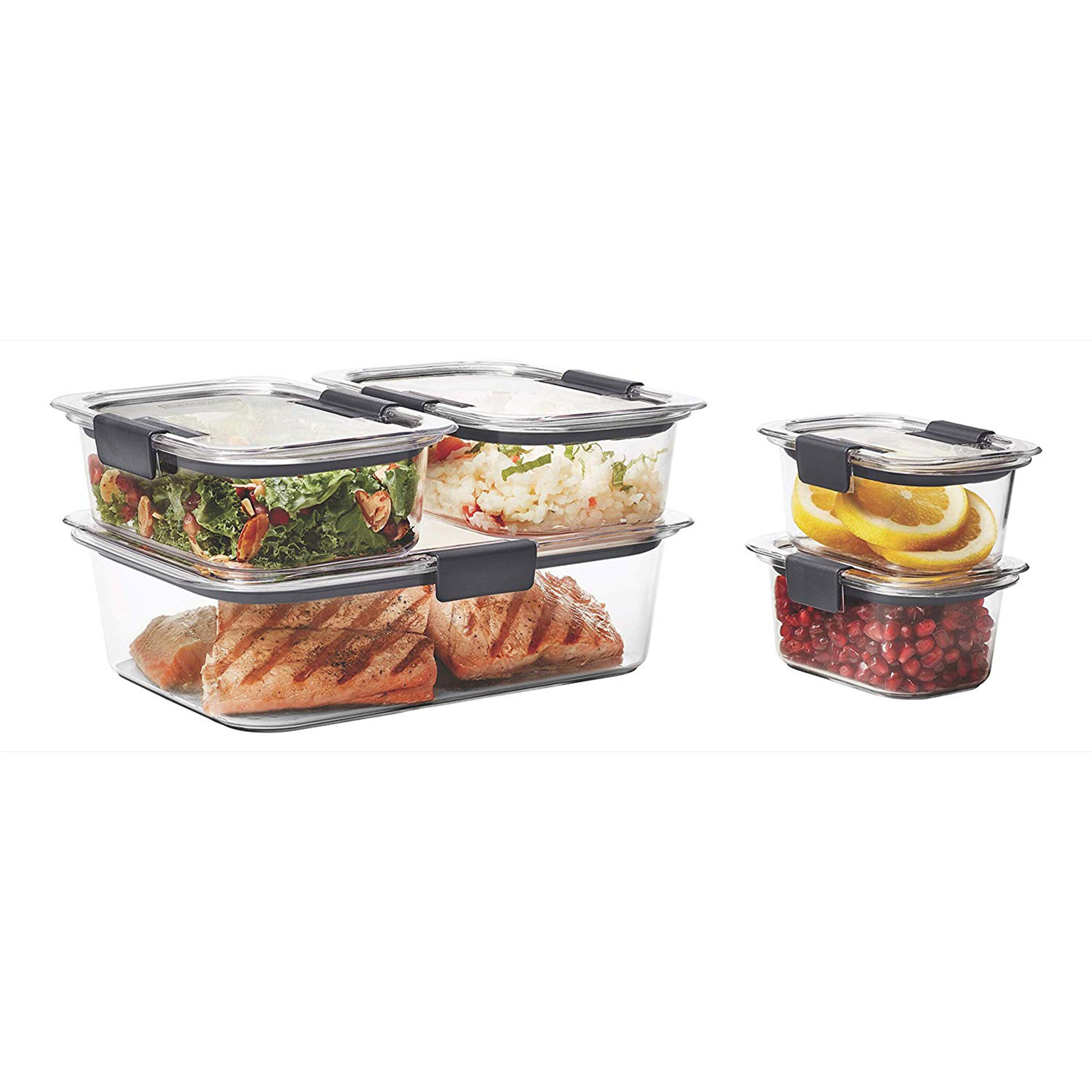 Rubbermaid Brilliance 10 Piece Plastic Food Storage Container Set ...