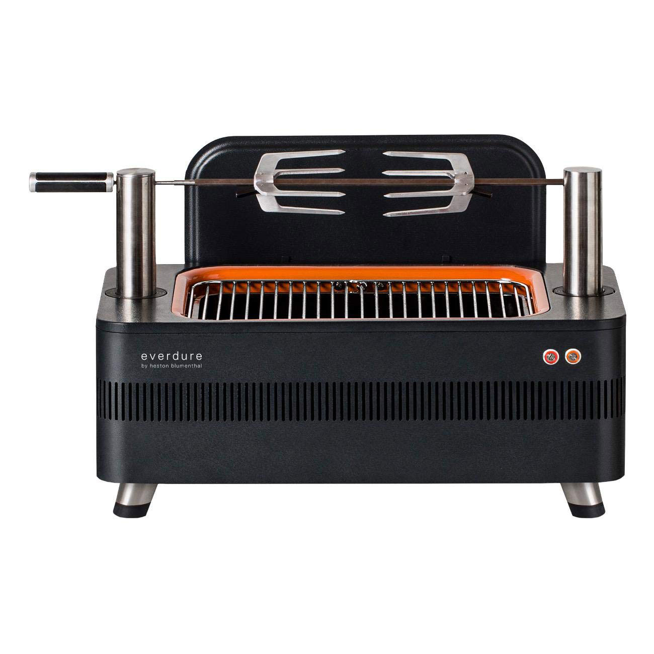Everdure 28.75in Charcoal Grill with Pedestal and Rotisserie, Black