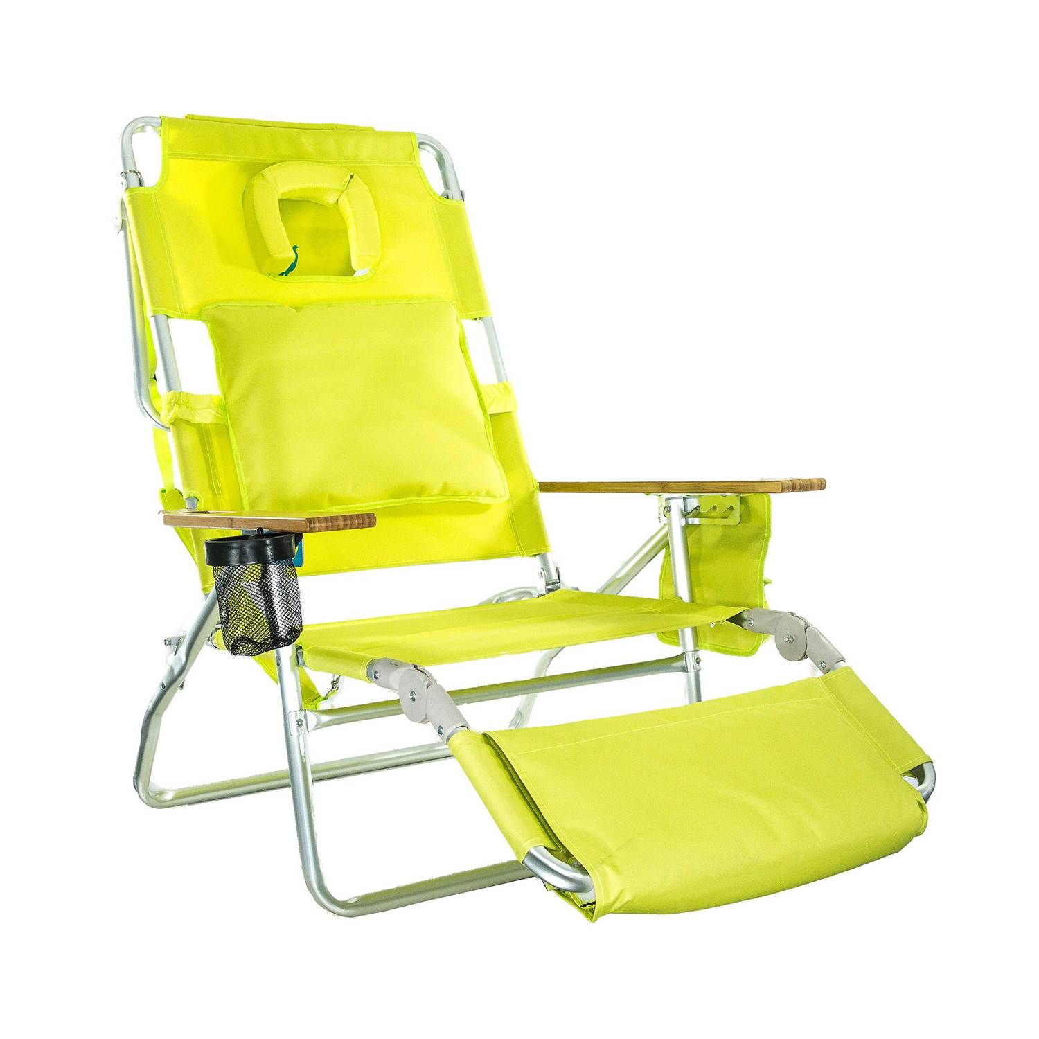 Ostrich Deluxe Padded 3N1 Lounge Reclining Beach Chair, Lime Green