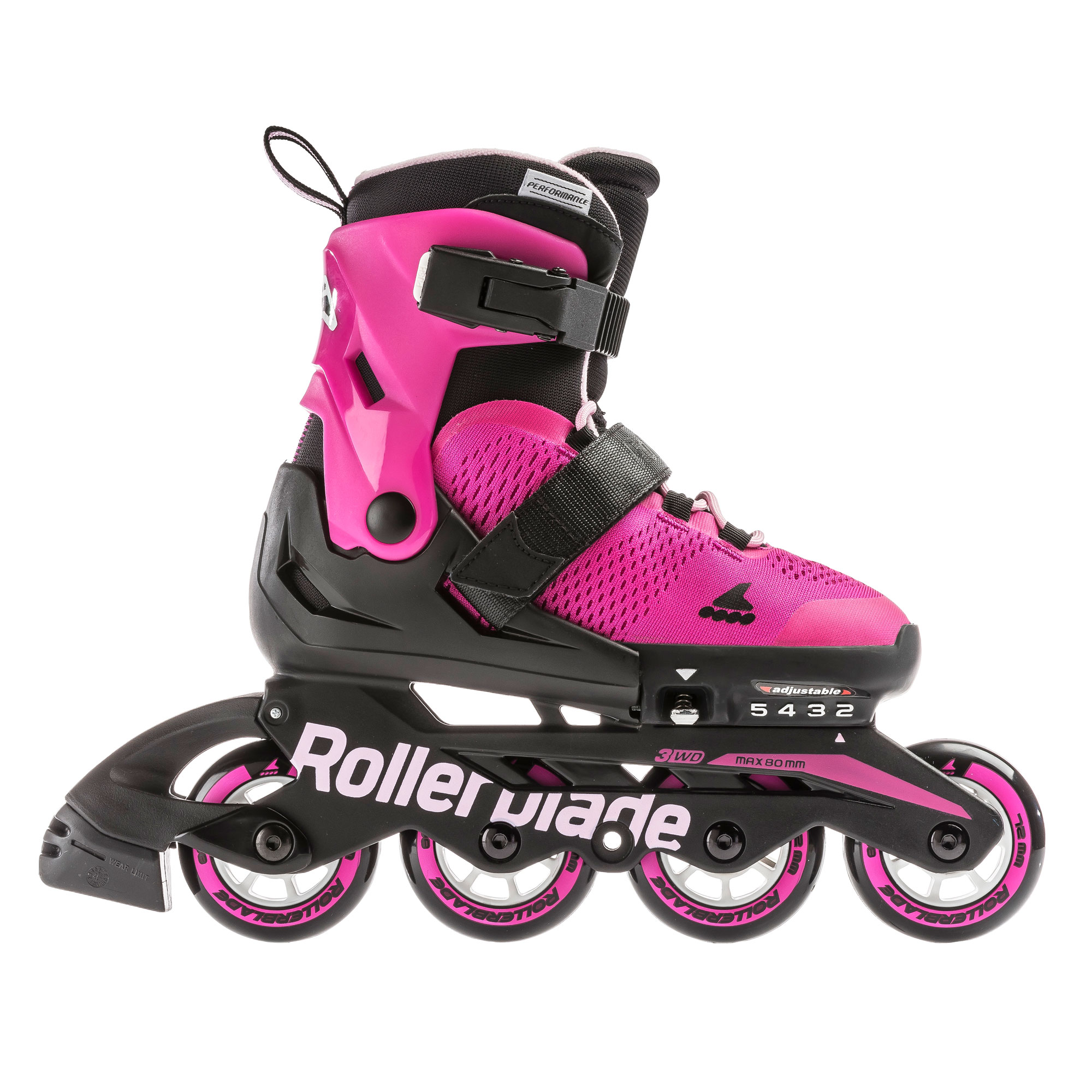 Rollerblade USA Microblade Girls Adjustable Fitness Inline Skate, Size