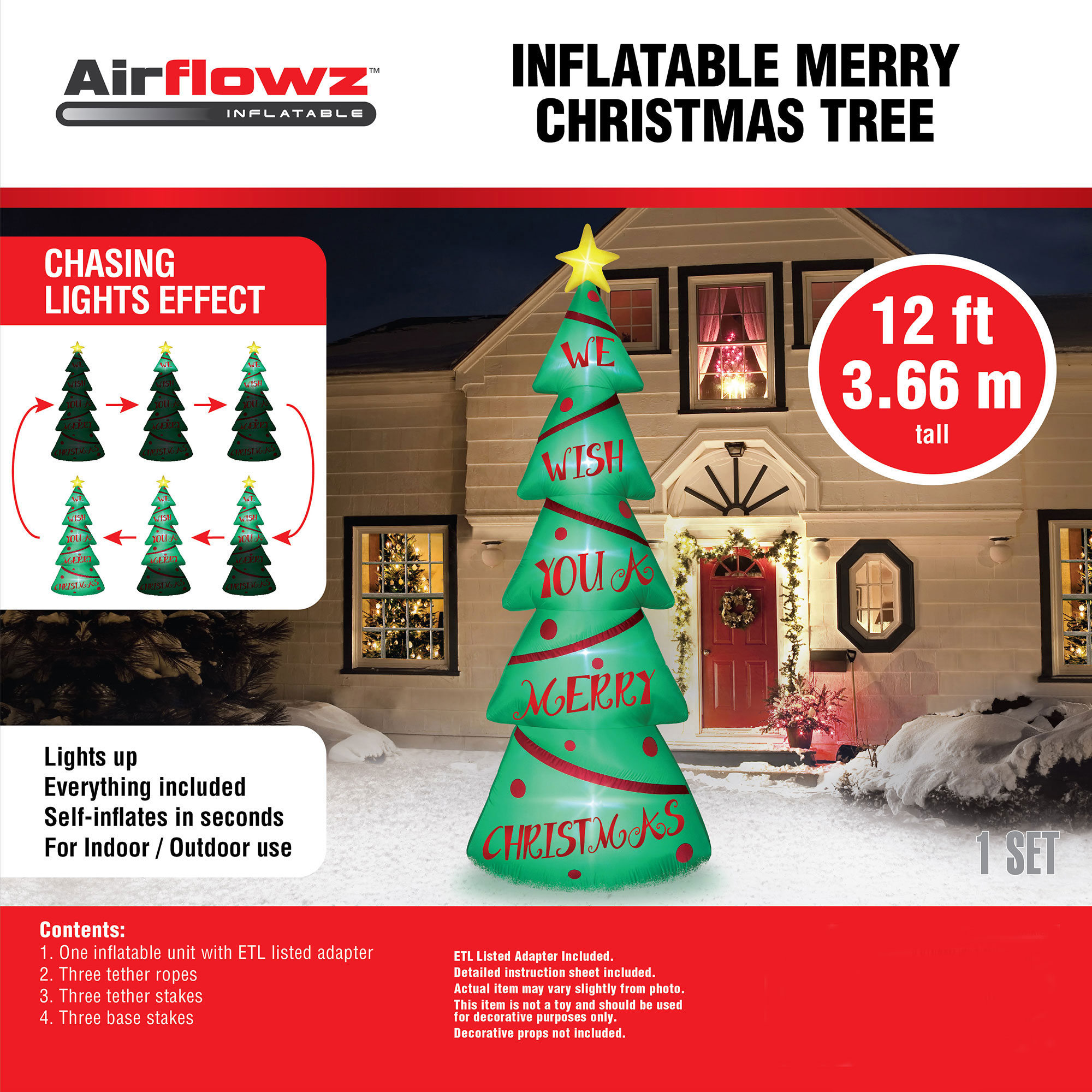 Airflowz 12 Foot Light Parade Inflatable Christmas Tree with Built In LED Lights | eBay
