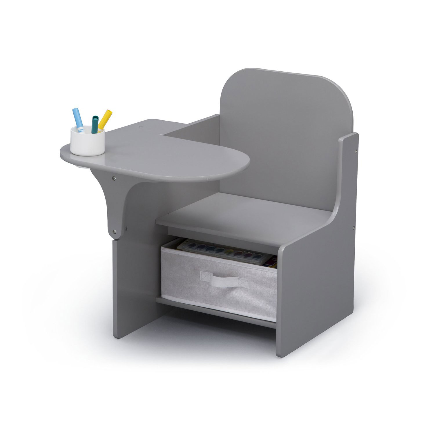 Details About Delta Children Mysize Kids Toddler Wooden Chair Desk With Storage Bin Gray