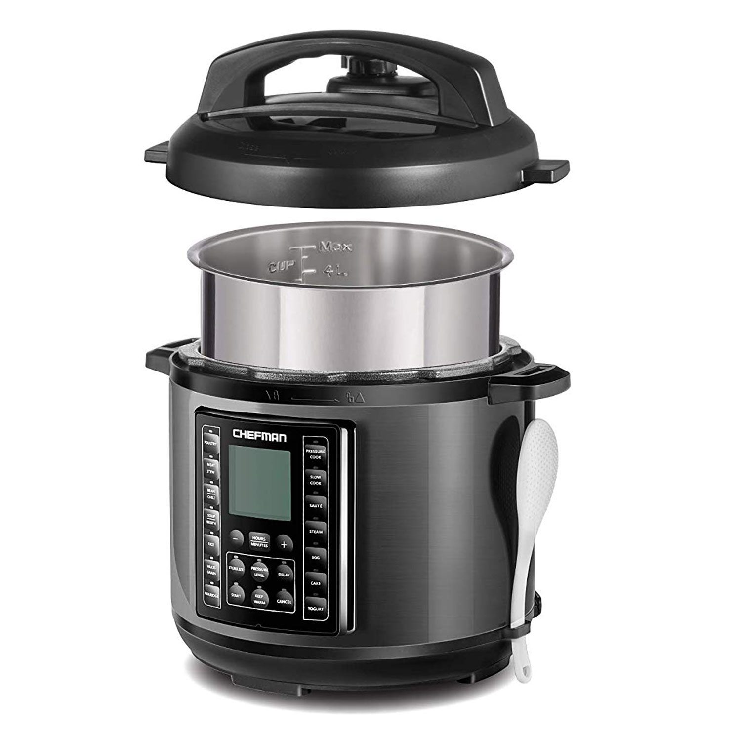 Chefman RJ40-6-D-BLACK 6 Quart Electric Programmable 9 in 1 Multicooker ...