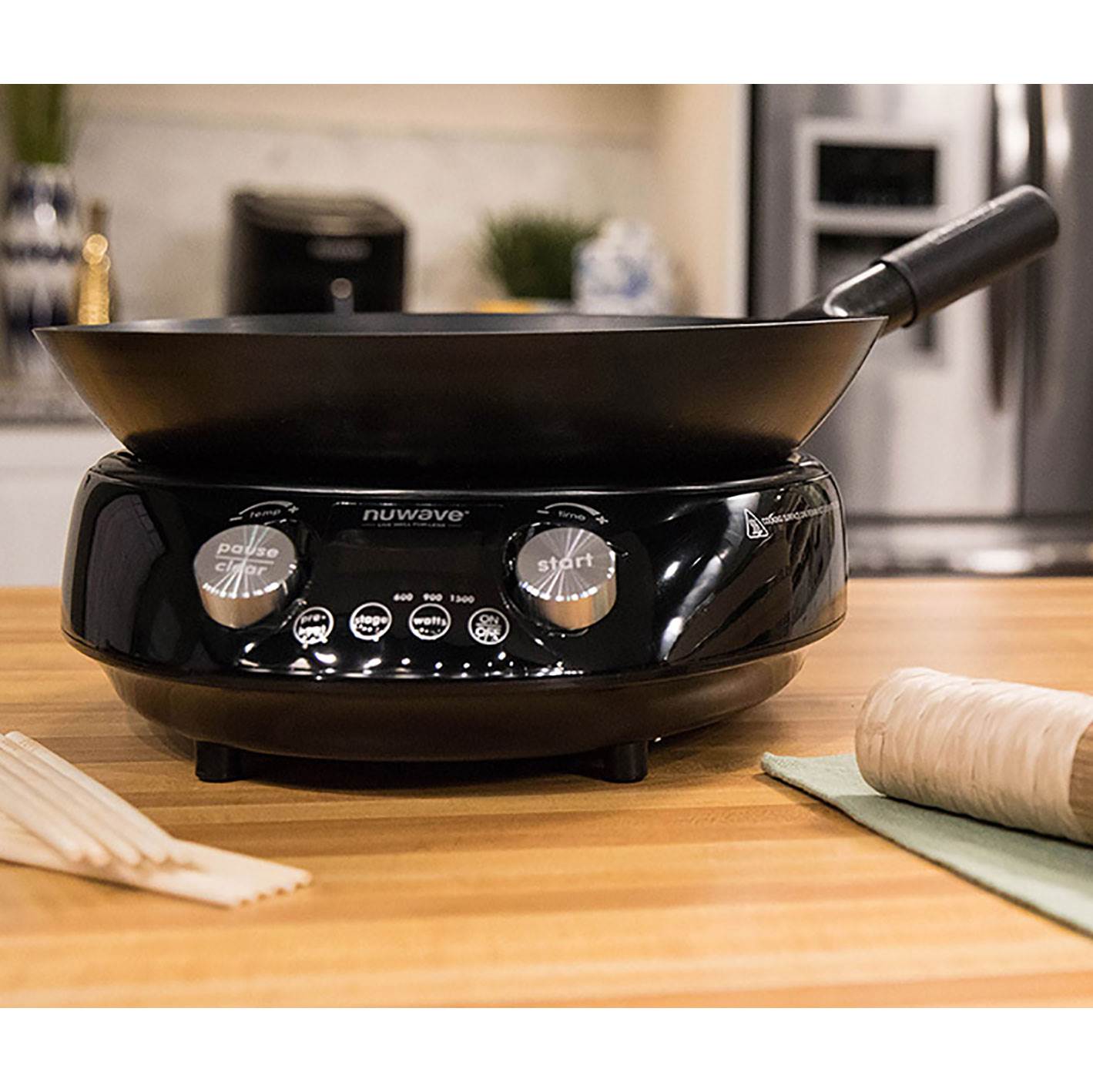 NuWave Mosaic Precision Induction Nonstick Fry Wok with Glass Lid (Open