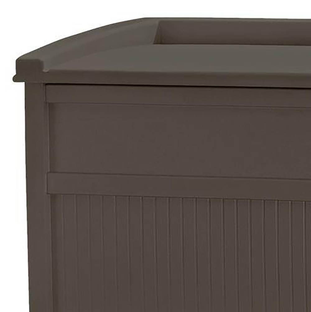 Suncast Horizontal 50 Gallon Stay Dry Deck Storage Box with Seat, Java ...