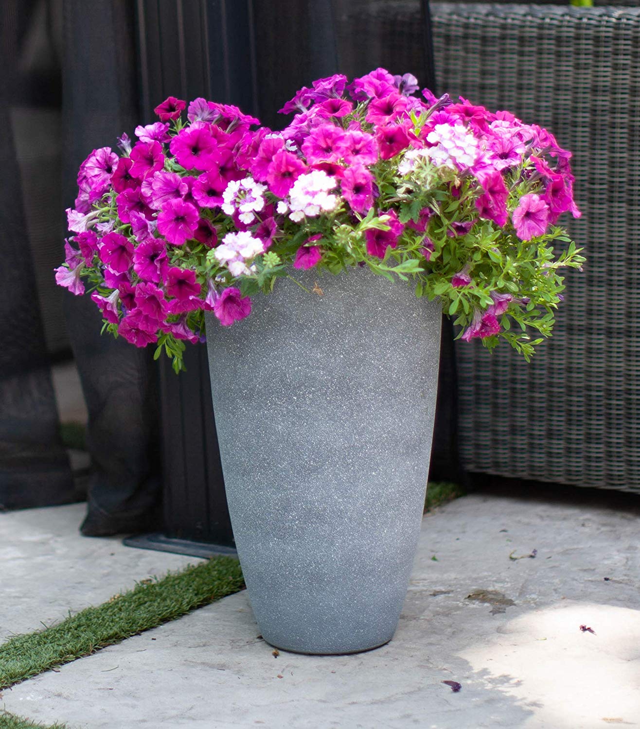 Algreen Acerra Weather Resistant Composite Tall Vase Planter Pot, Gray ...