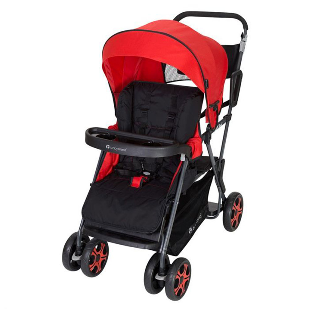 Baby Trend Sit N Stand Folding Compact Two Seat Baby Stroller, Red ...