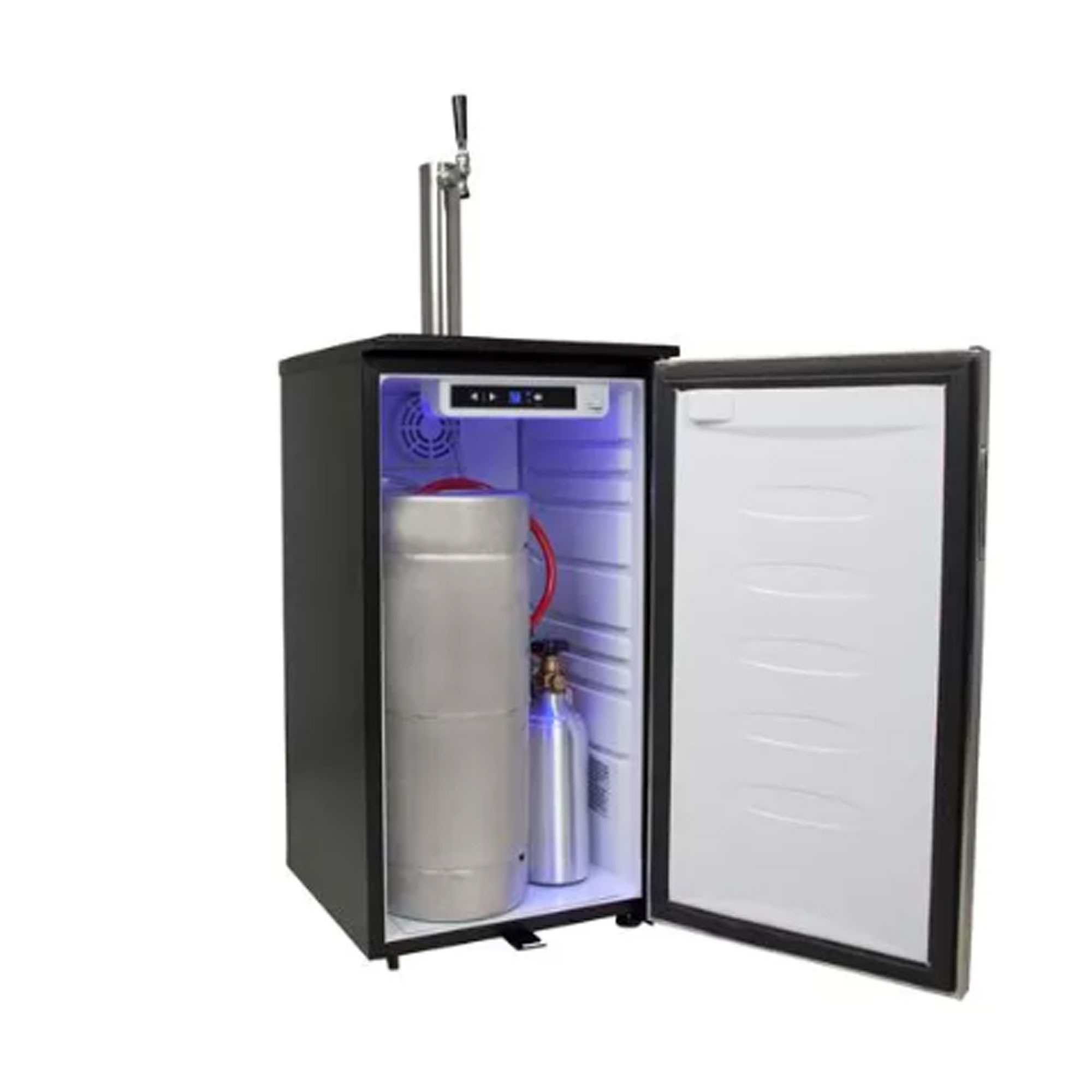 EdgeStar Mini Fridge LED Light Stainless Steel Brew Kegerator with Pour