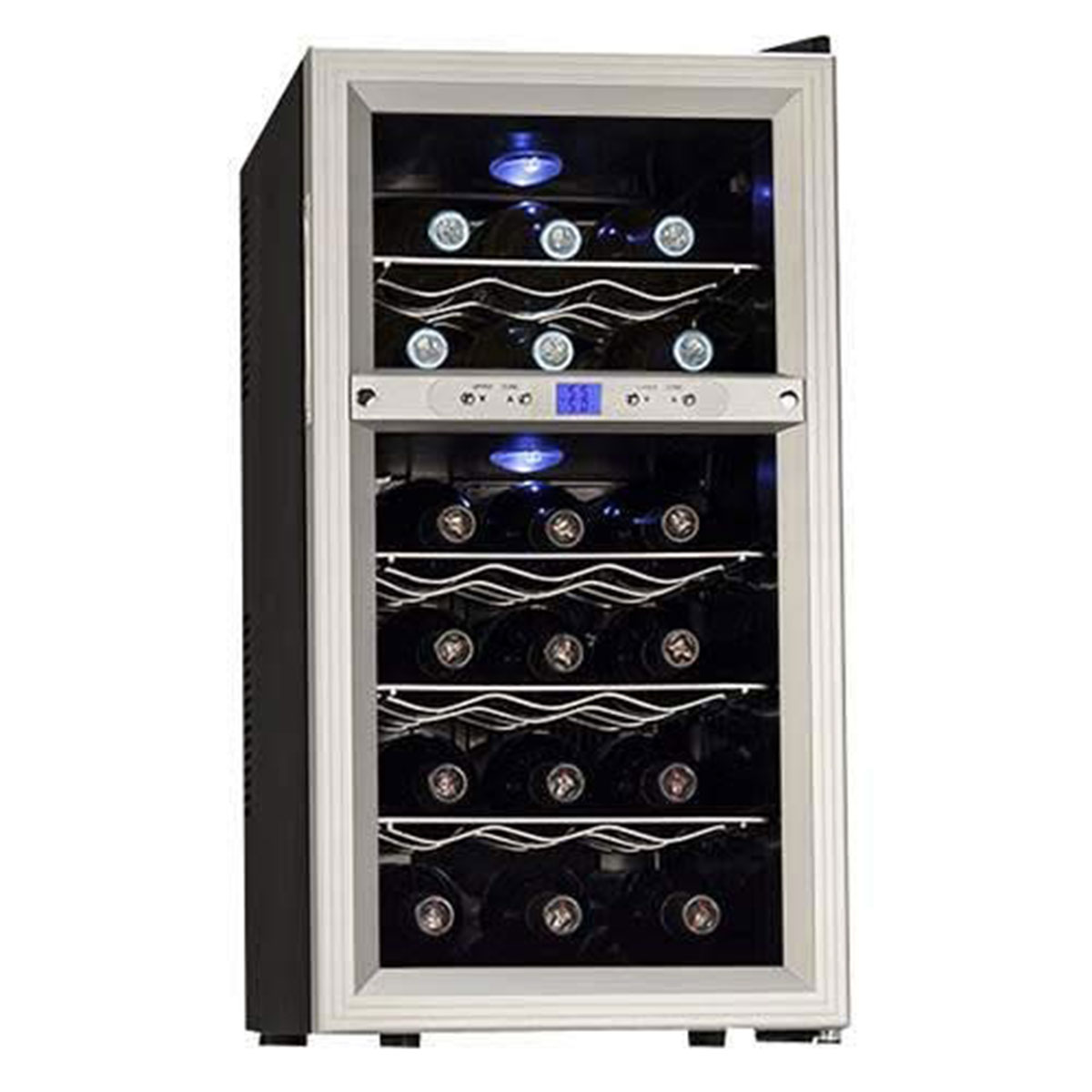 Koldfront 18 Bottle Dual Zone Thermoelectric LED Wine Cooler, Stainless