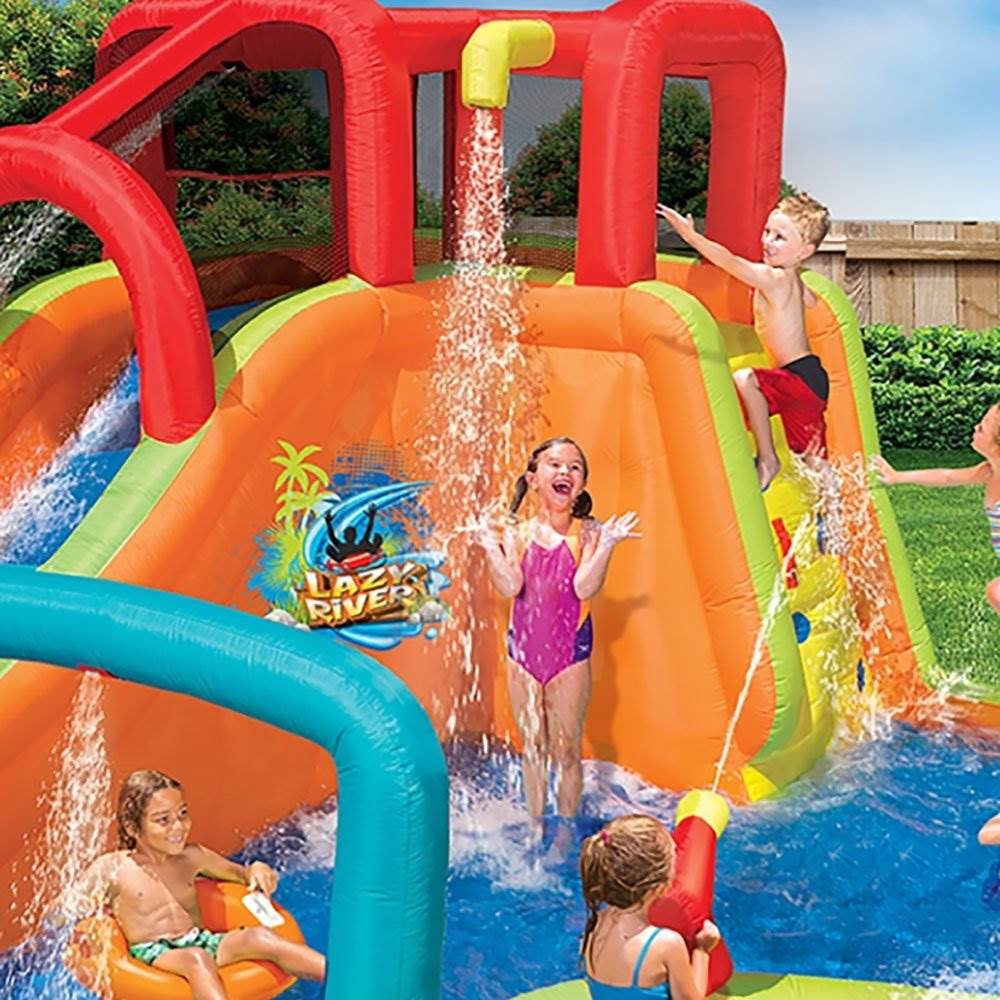 banzai inflatable outdoor lazy river adventure water park slide & pool