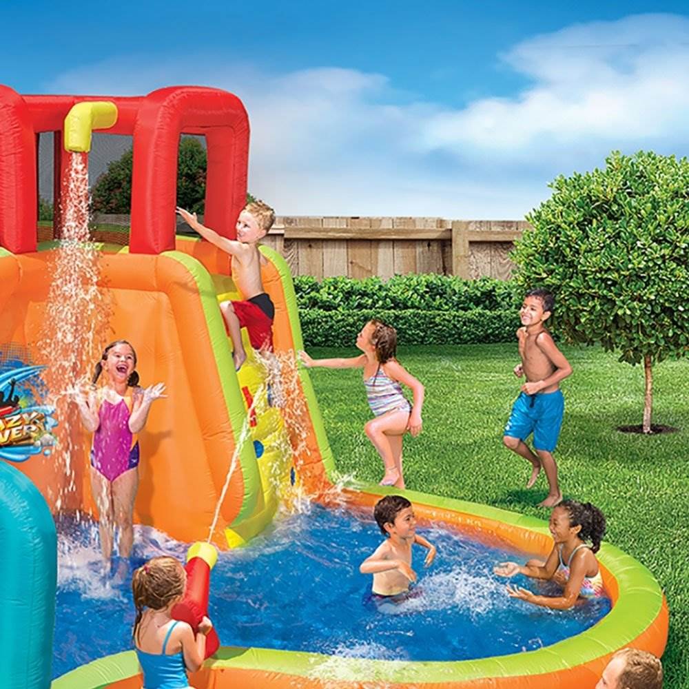 banzai inflatable outdoor lazy river adventure water park slide & pool