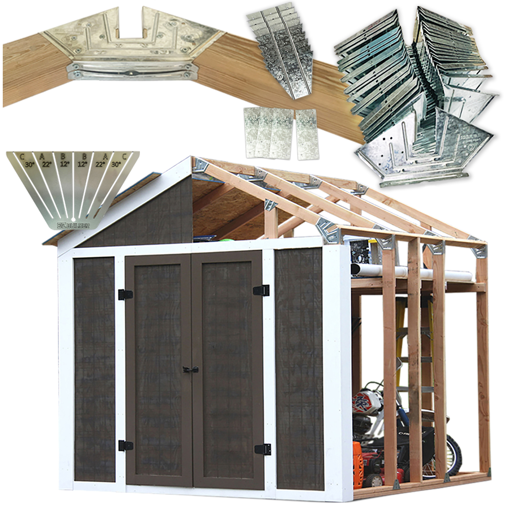 EZBUILDER 6'14’ Width Storage Shed Garage Barn Peak Roof 2x4 DIY EZ Framing Kit eBay