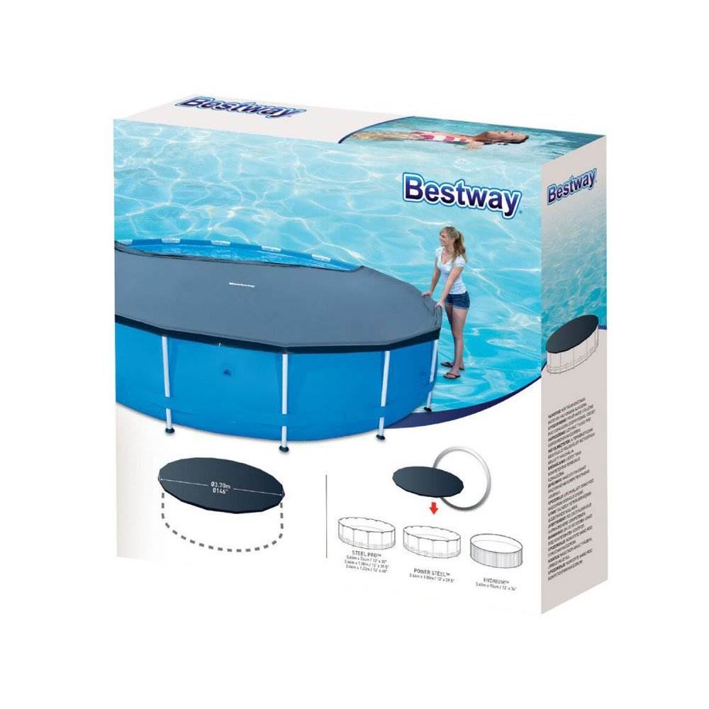 Bestway Round PVC 14 Foot Pool Cover for Above Ground Pro Frame Pools (Used) 821808006205 eBay