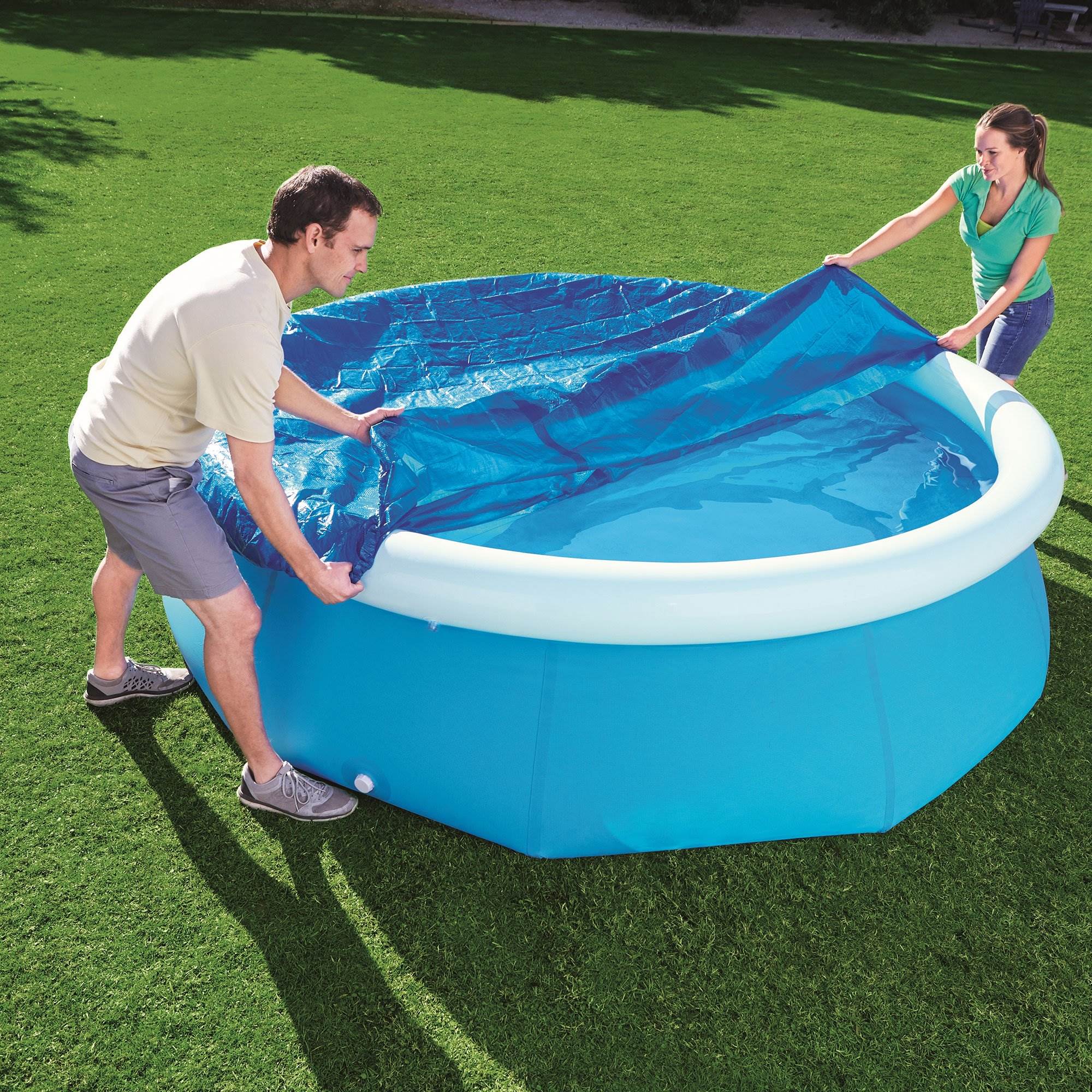 Bestway Flowclear Fast Set 10 Foot Above Ground Pool Cover, Blue (Open Box) 821808580330 eBay