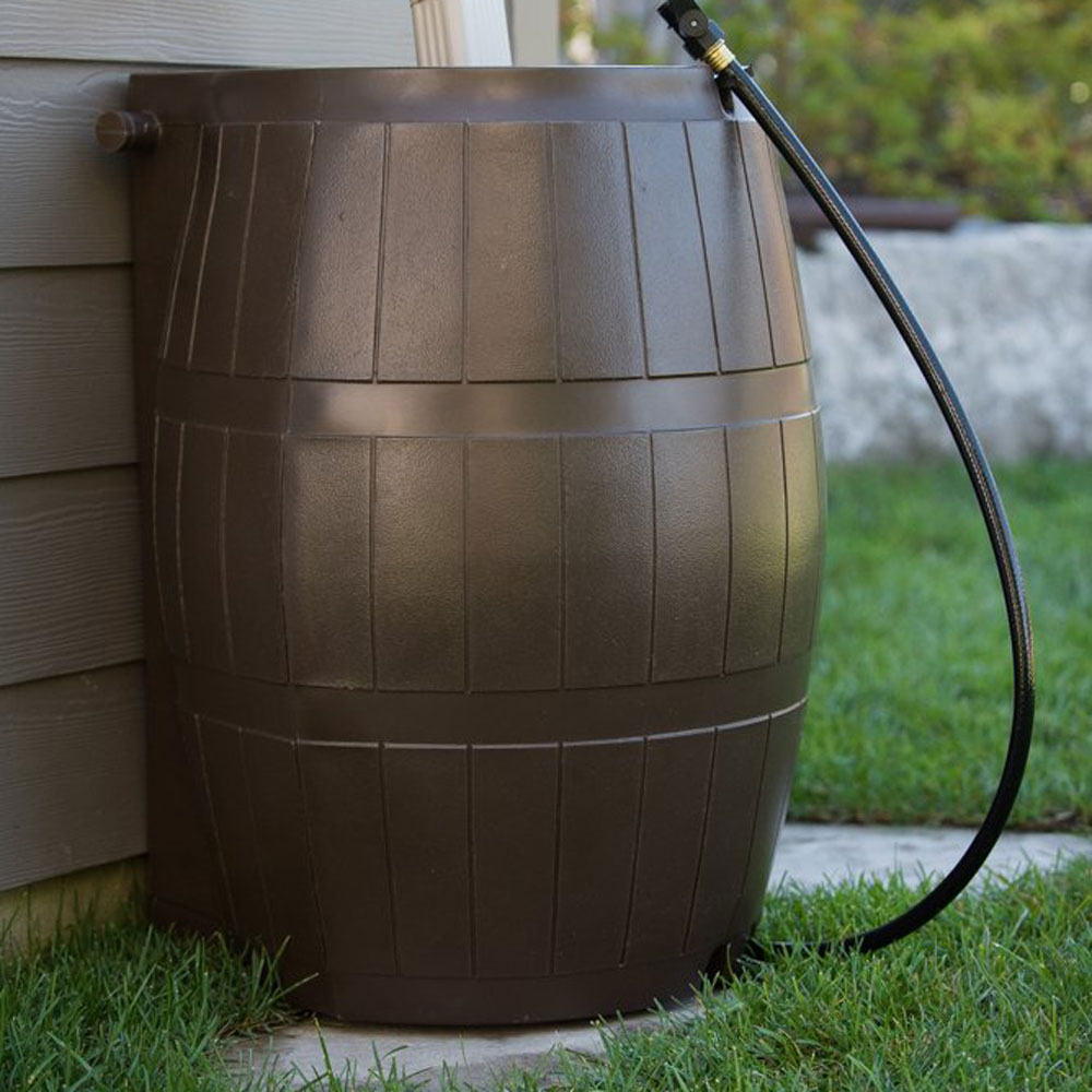 FCMP Outdoor 45-Gallon BPA Free Home Rain Water Catcher Barrel, Brown ...