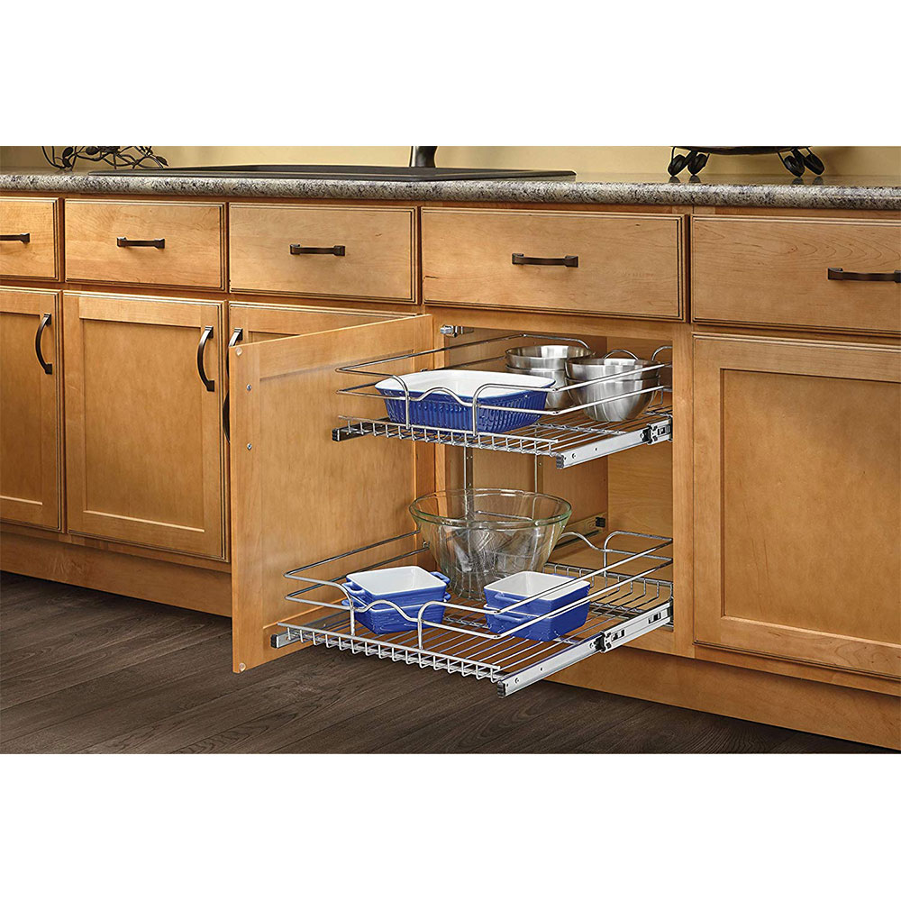 Rev-A-Shelf 18 Inch Pull Out 2 Tier Wire Baskets, Plated Chrome (Used ...