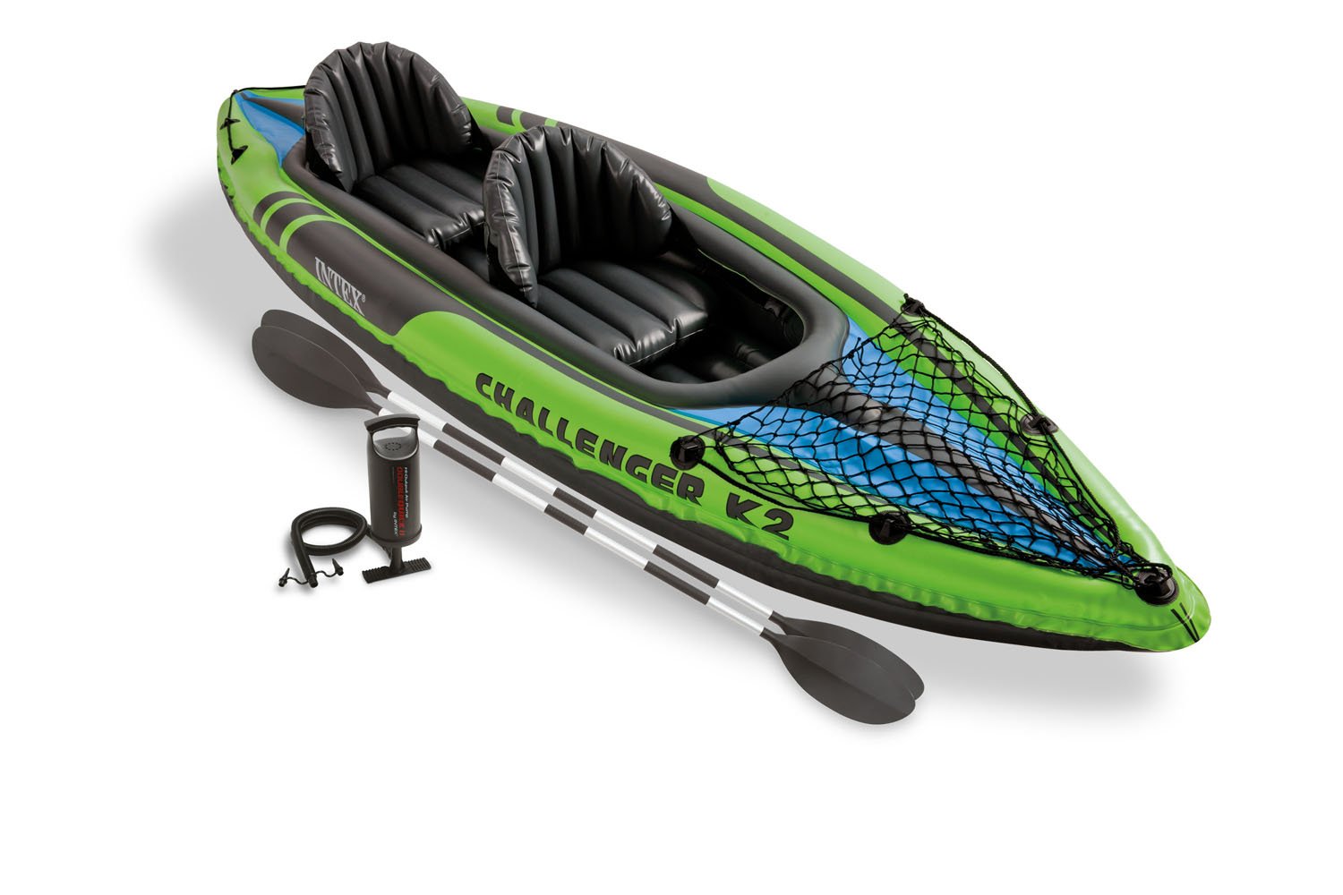 Intex Challenger K2 2-Person Inflatable Sporty Kayak + Oars And Pump (For Parts)