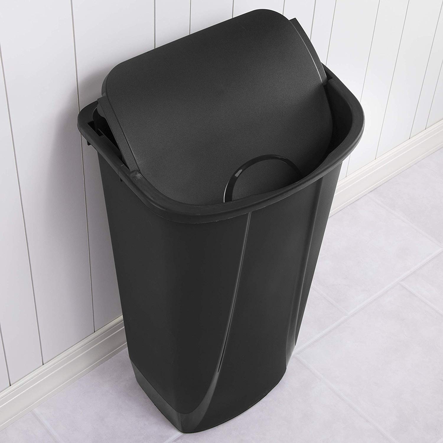Sterilite 10939006 11 Gallon SwingTop Clean Black Wastebasket Trash Can