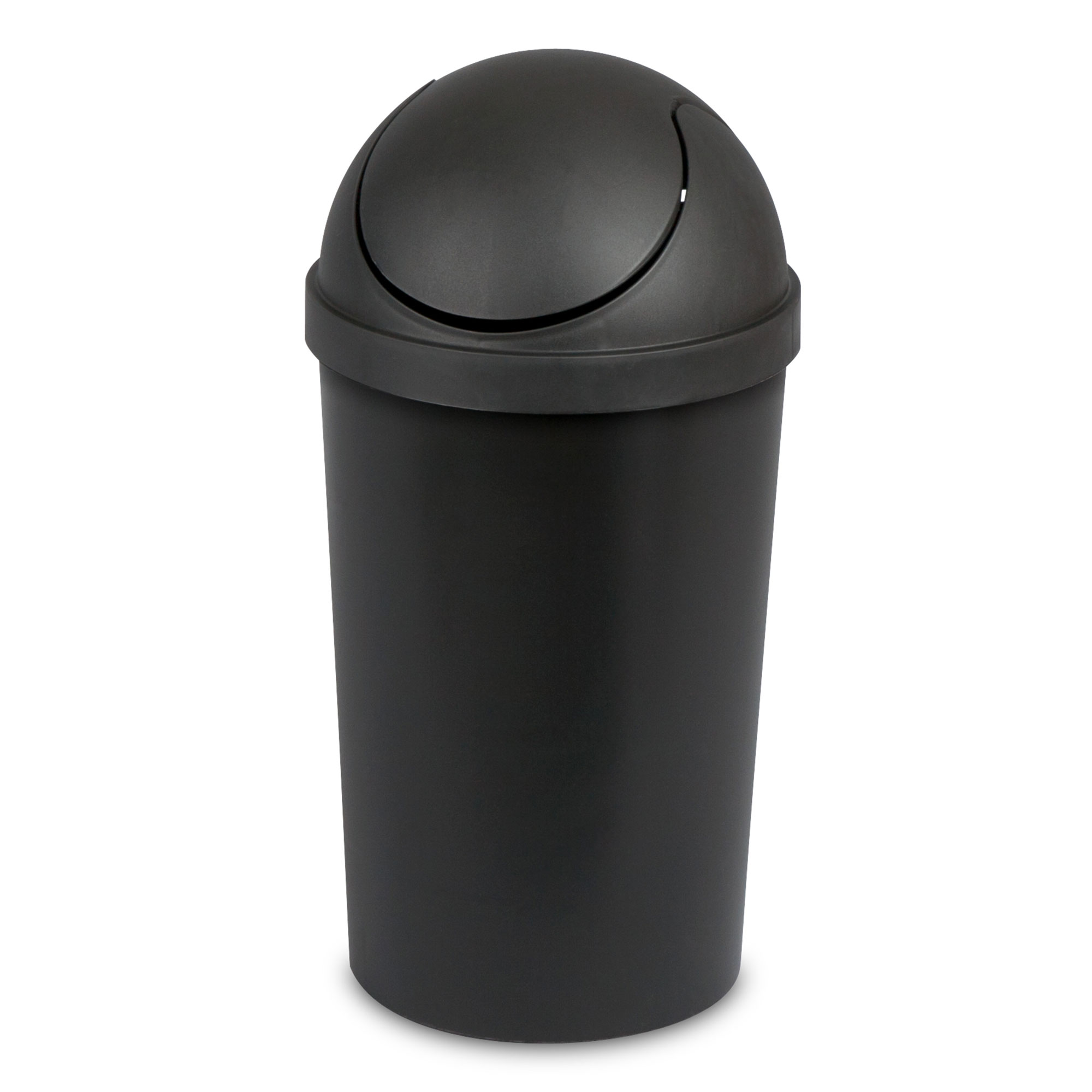 Sterilite 10839006 3 Gallon Round Swing Top Plastic Wastebasket, Black
