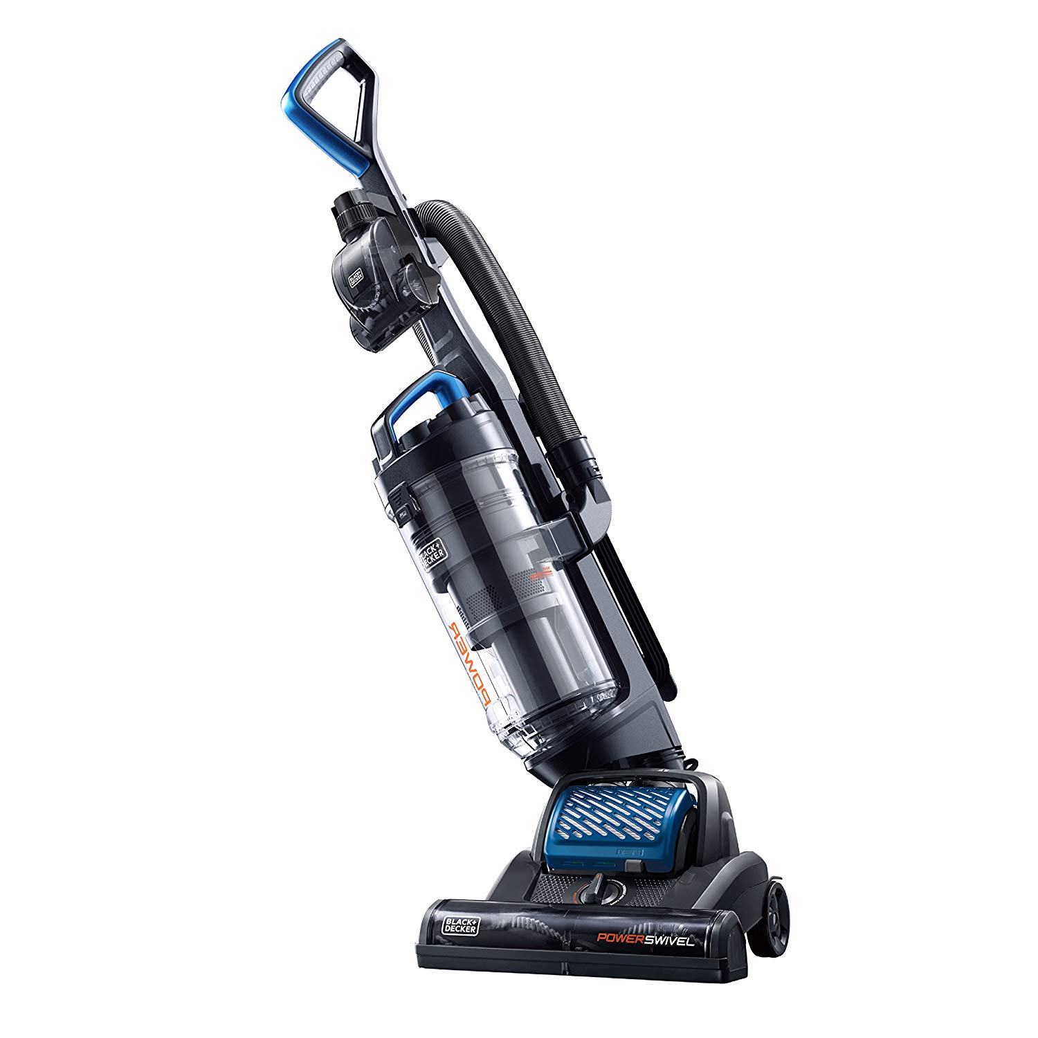 Black and Decker POWERSWIVEL Lightweight Bagless Upright Vacuum, Blue