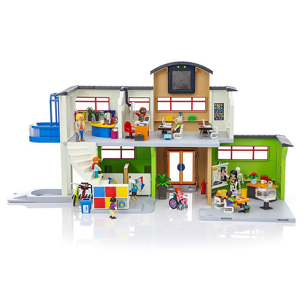 Playmobil Furnished School Building Educational Toy Set & Figurines