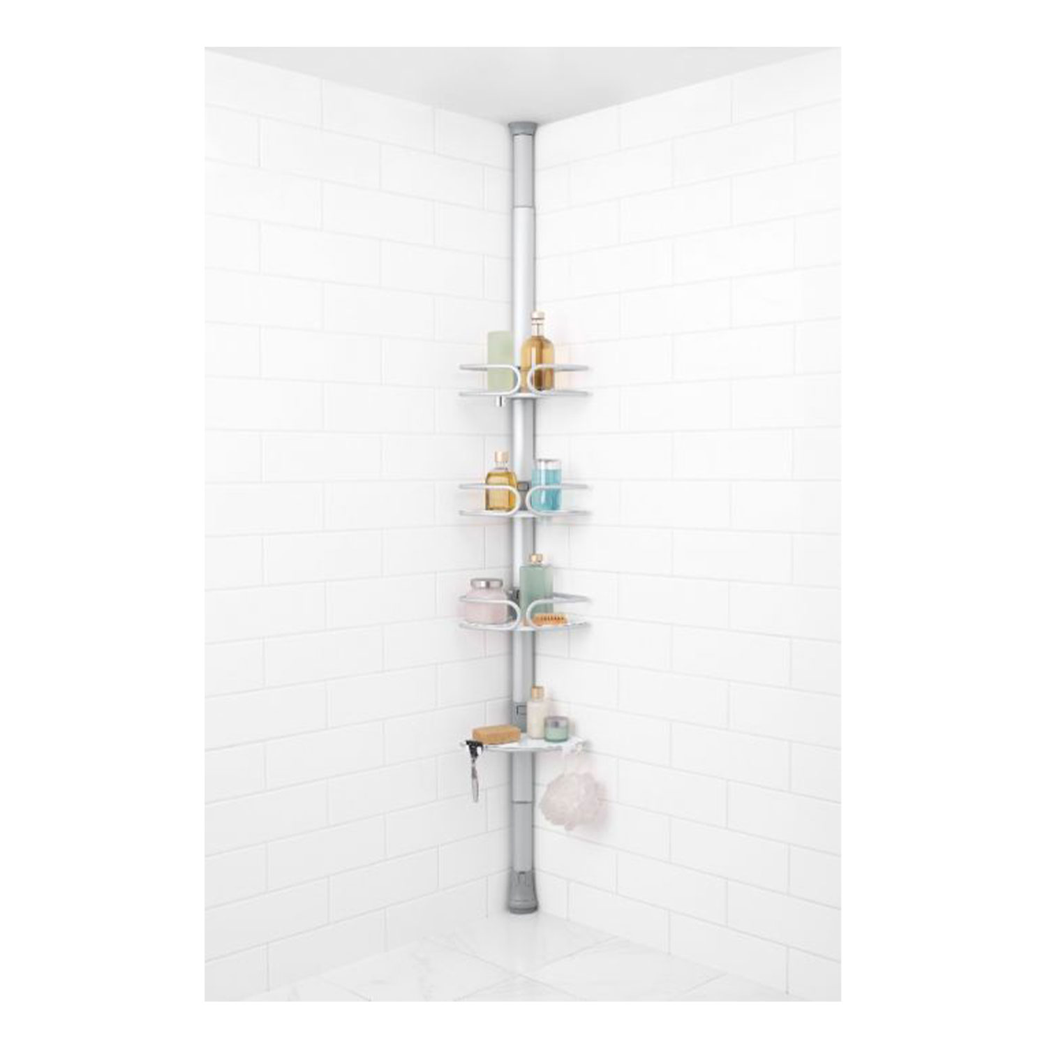OXO Good Grips QuickExtend Aluminum Pole Shower 4Shelf Bath Caddy