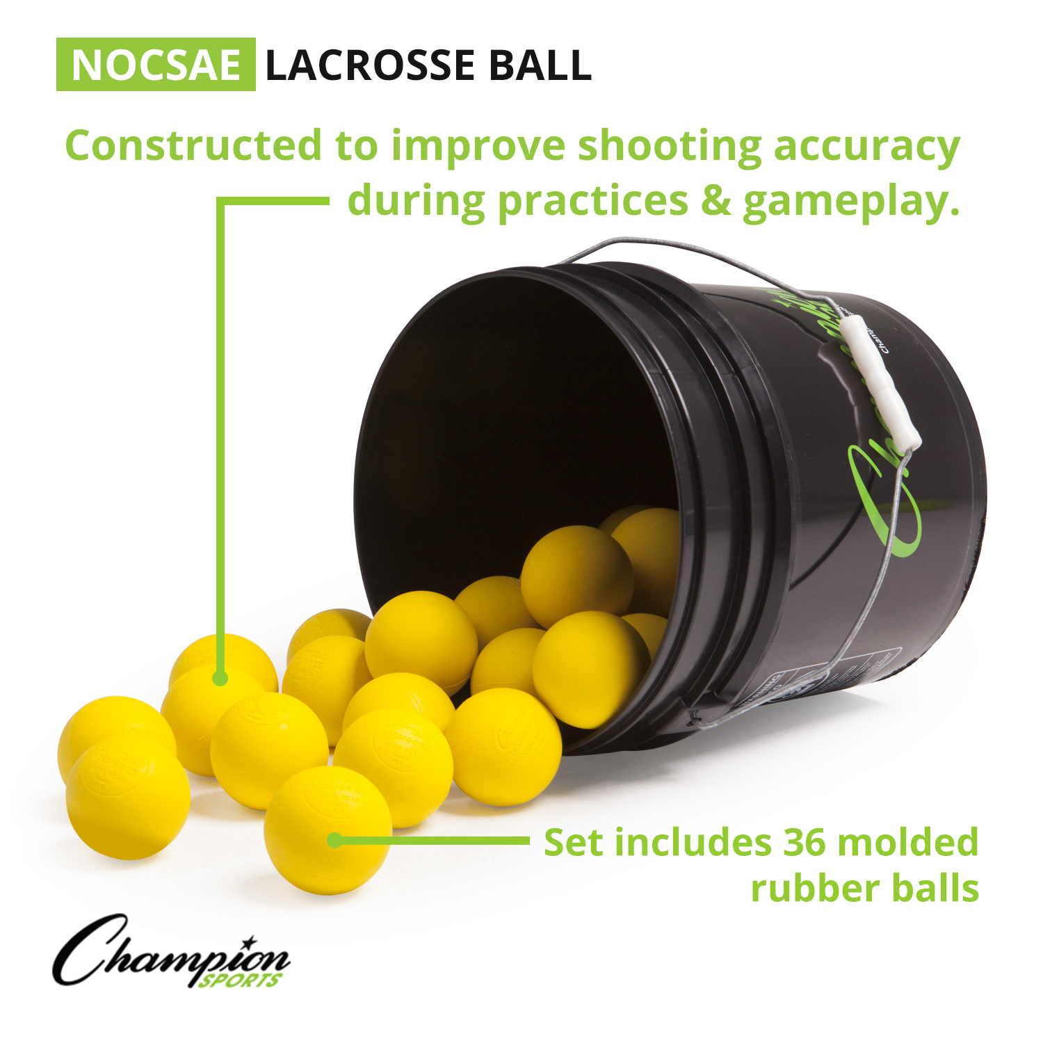 Champion Sports Official Rubber Bulk Lacrosse Lax Balls 36 Count Bucket, Yellow 710858029282 eBay