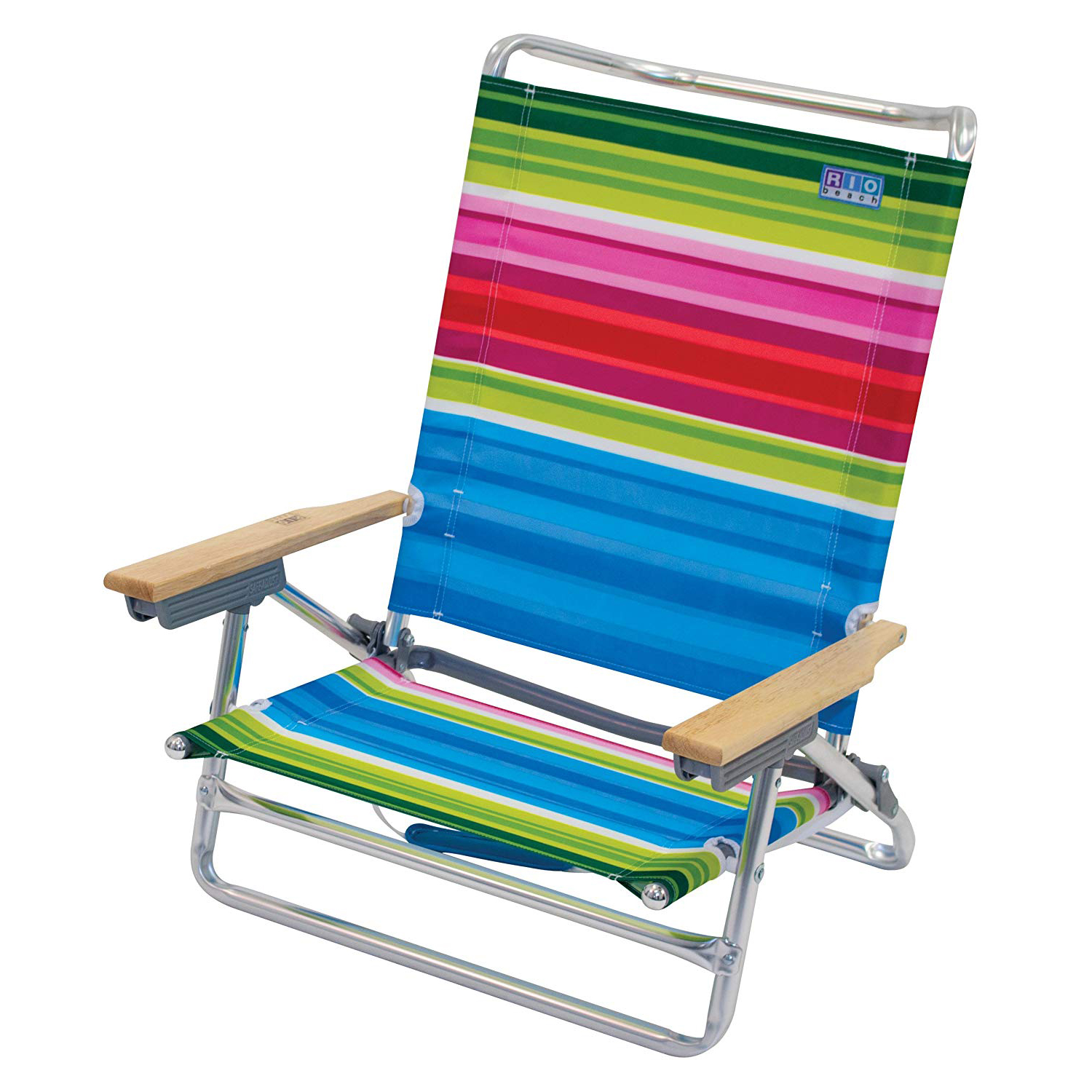 Rio Classic 5 Position Aluminum Lay Flat Folding Beach Lounge Chair