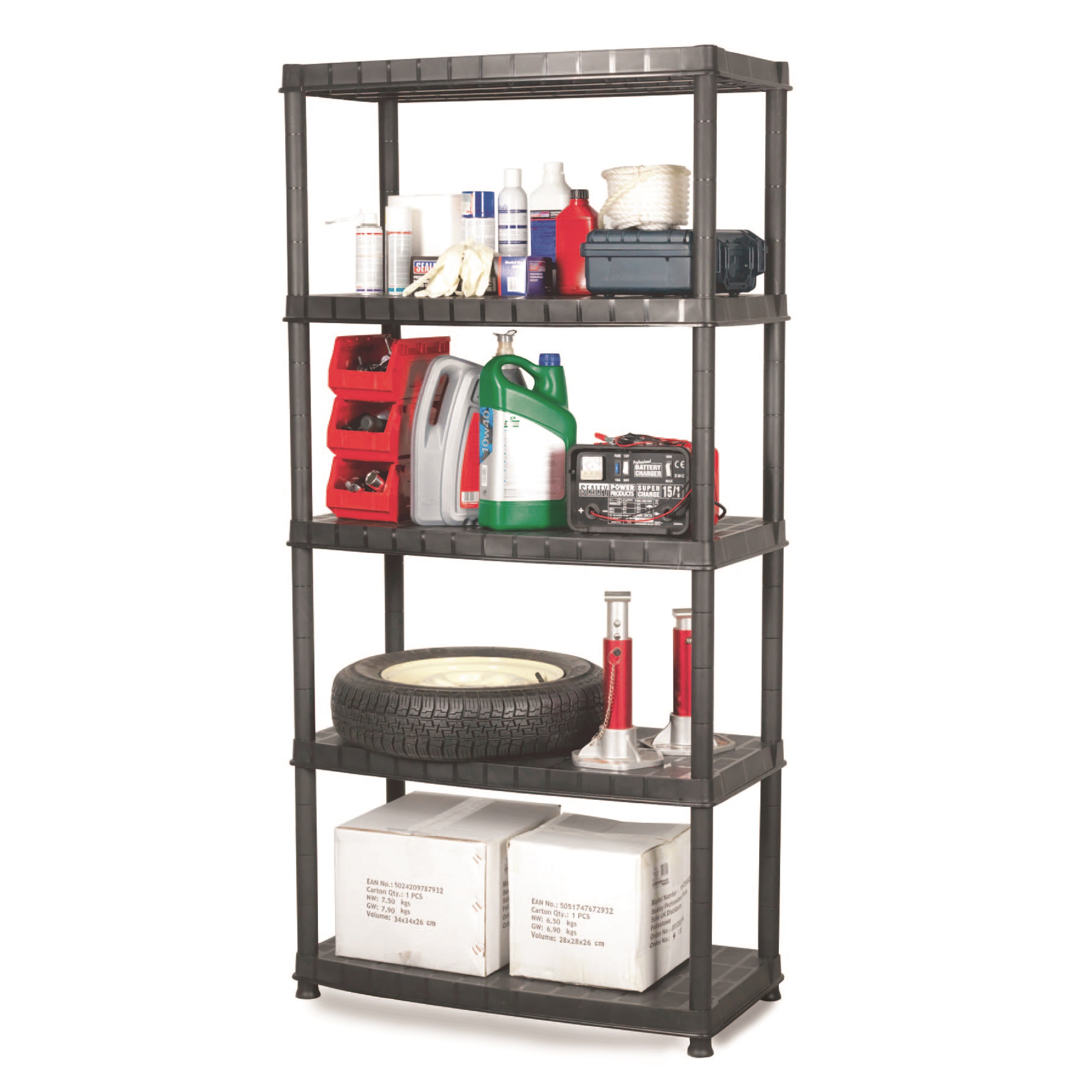 Ram Quality Products Optimo 16 inch 5 Tier Plastic Storage Shelves ...