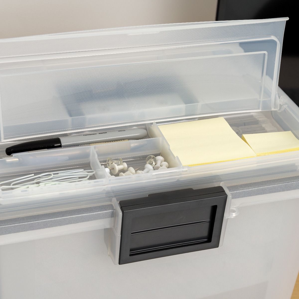 IRIS USA 19 Quart Letter Size Portable Weathertight File Box, Clear (8