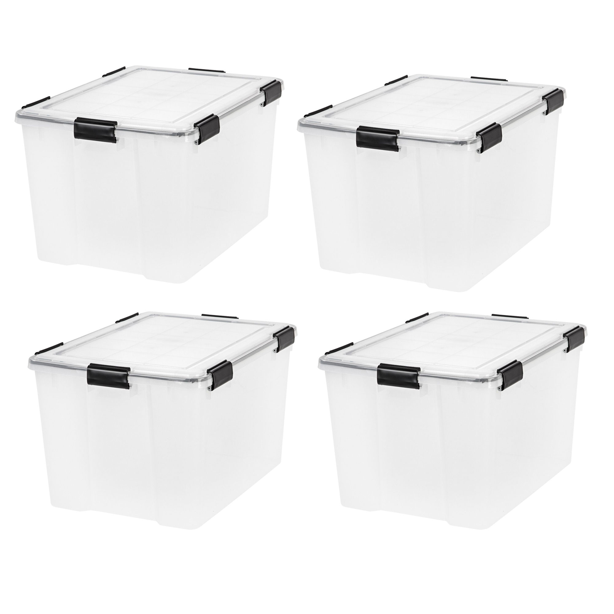 IRIS USA Weathertight 74 Quart Buckle Down Storage Box Container, Clear ...