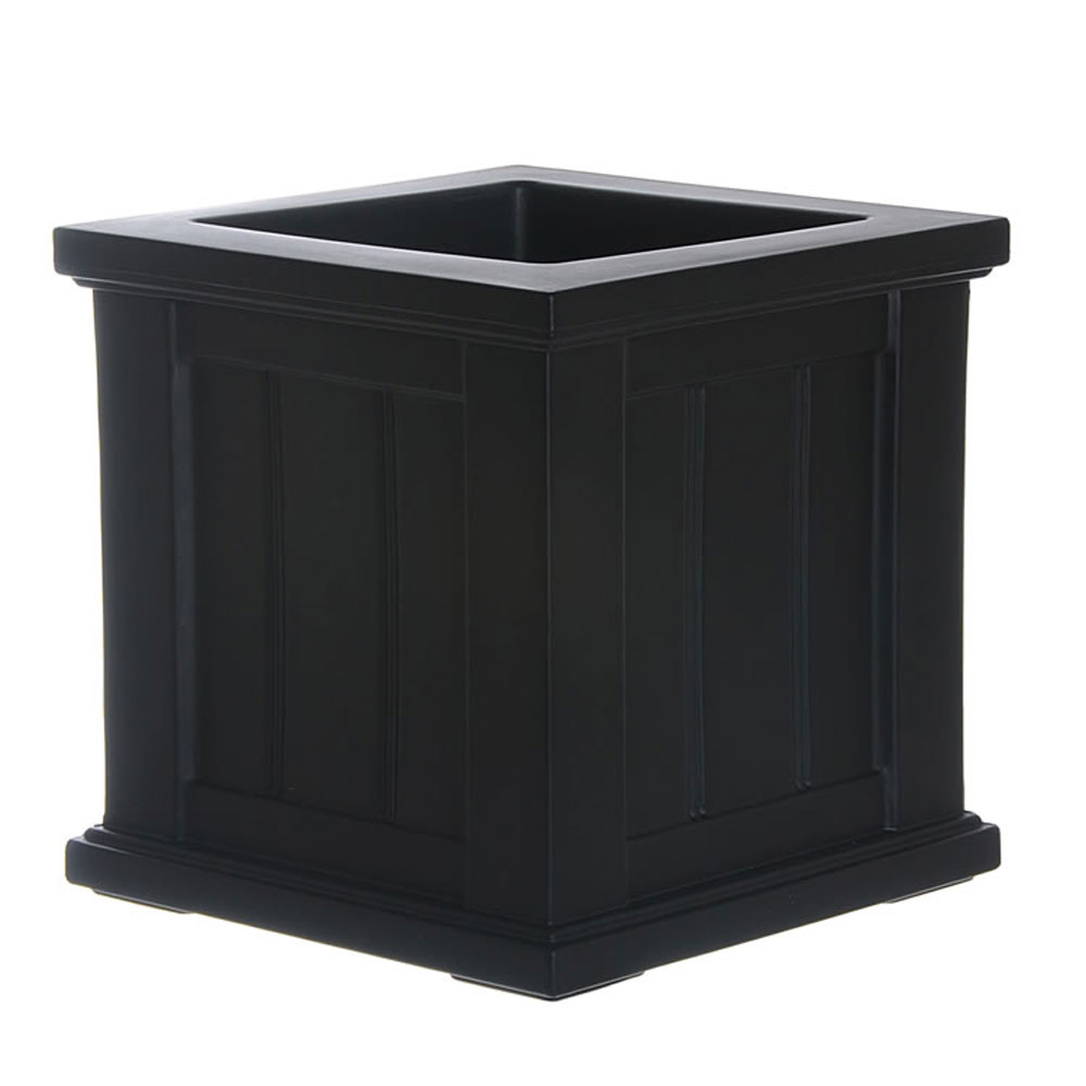 Mayne Cape Cod Large 14 In Square Plastic Outdoor Flower Pot Planter Box, Black eBay