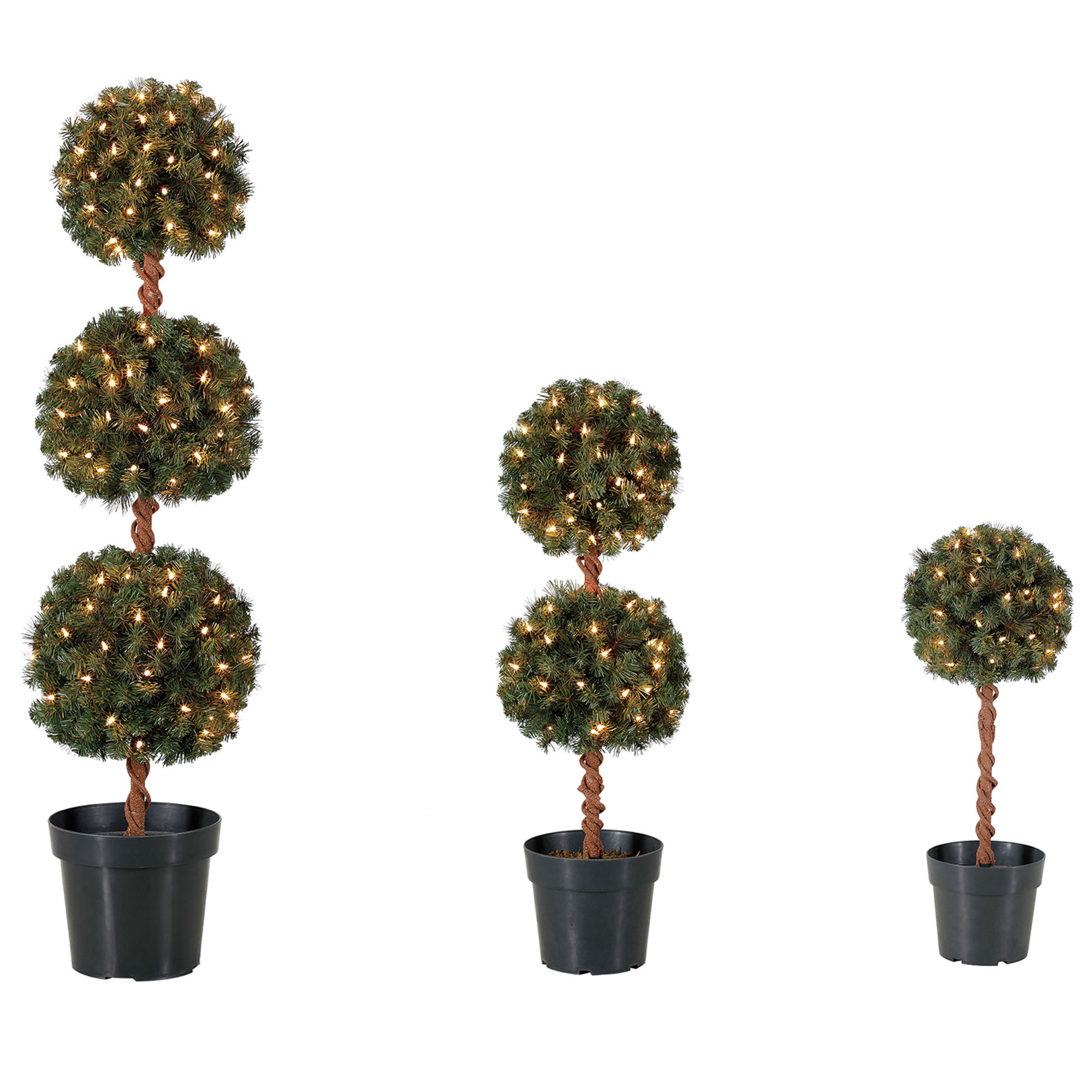 Home Heritage 2.5 Ft Artificial Topiary Tree w/Clear Lights for