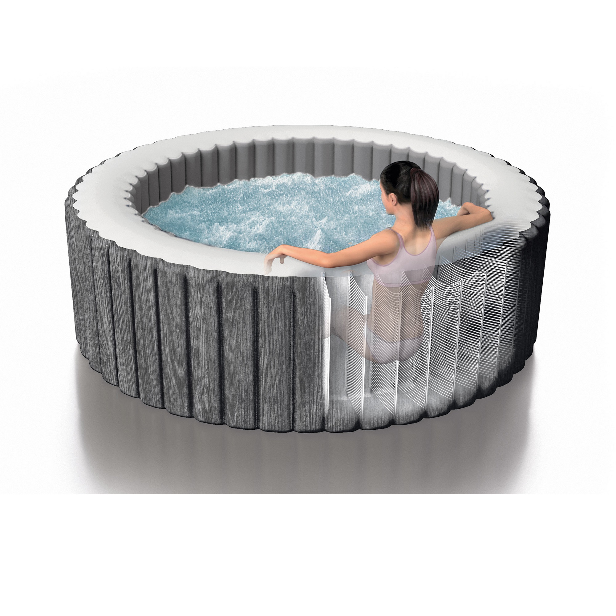Intex Greywood Deluxe 4 Person Inflatable Hot Tub Bubble Jet Spa (For