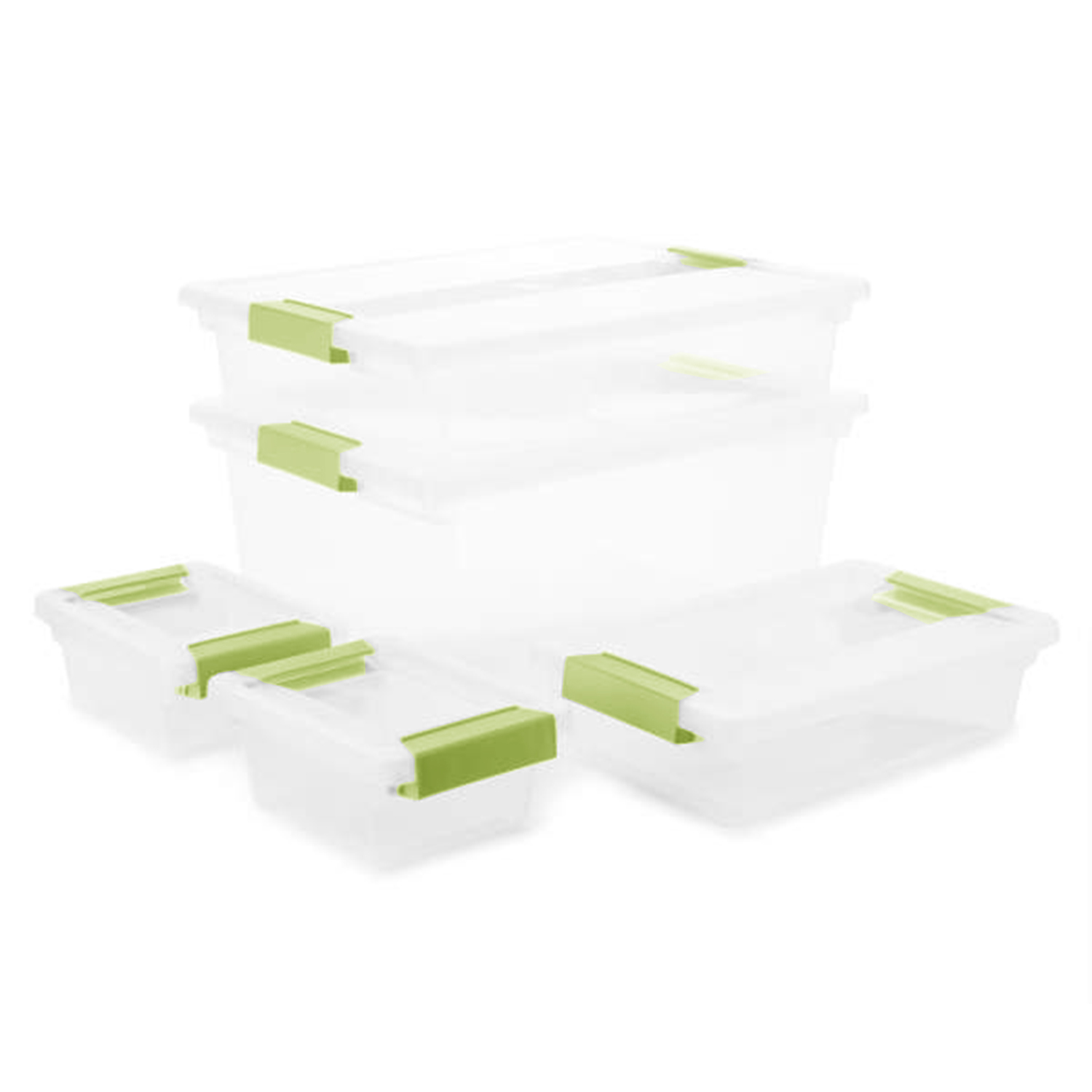 Sterilite 1962 Clip Box Set Plastic Stackable Storage Container