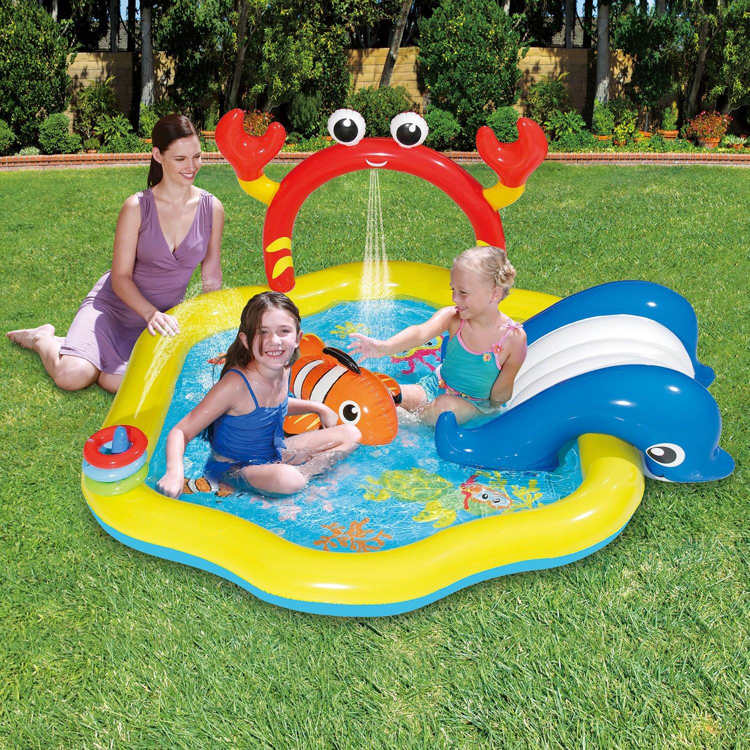 summer waves inflatable family pool with mosaic