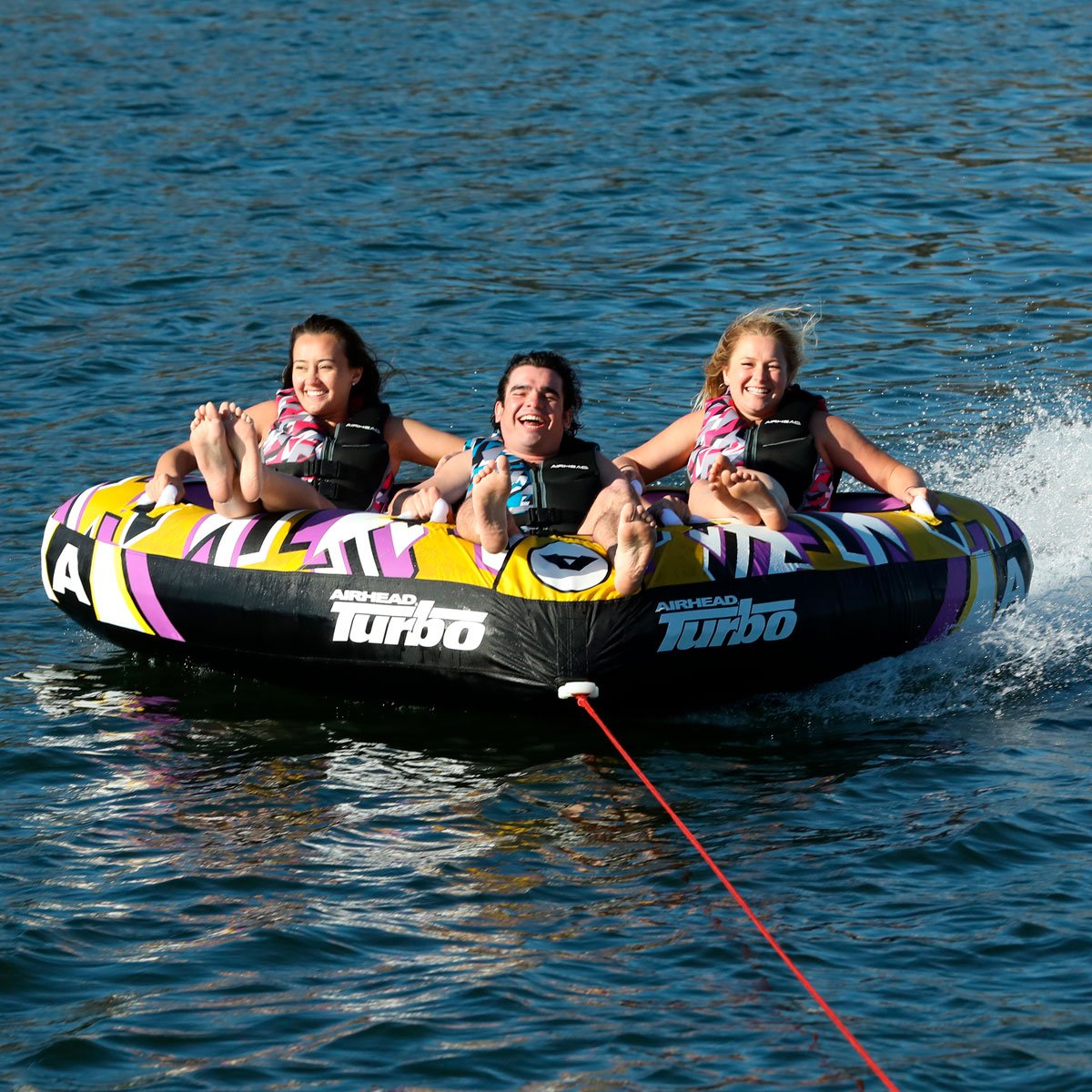AIRHEAD AHTB-12 Turbo Blast Inflatable Double Rider Towable Lake Boat Water Tube