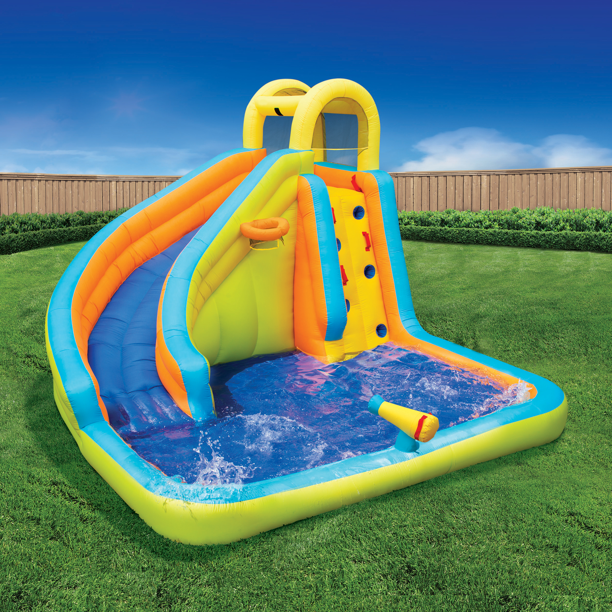 Banzai Splash N Blast Kids Backyard Inflatable Water Slide Park Open