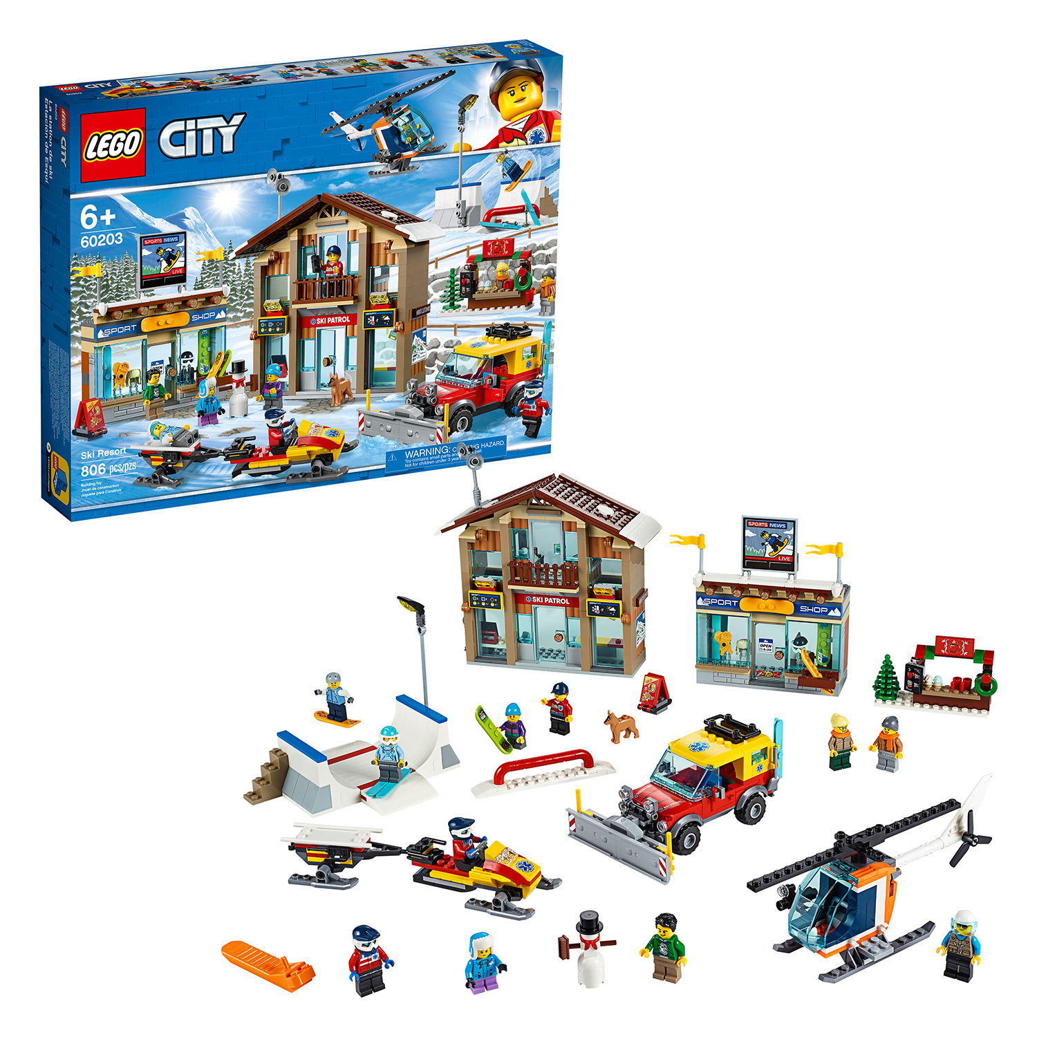 LEGO City Winter Ski Resort Building Kit 806 Pieces w/ 11 Minifigures