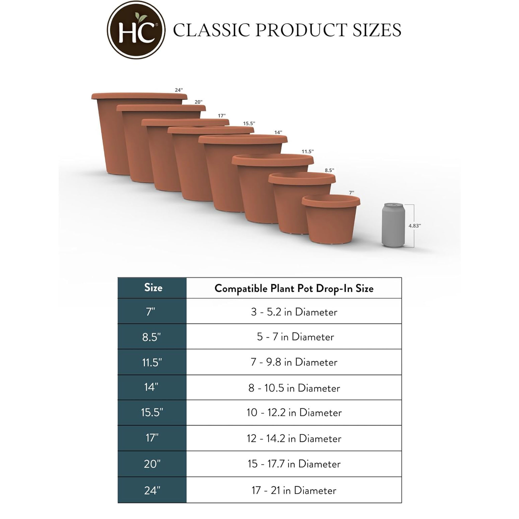 Vaso Rotondo The HC Companies Eclipse In Plastica Resistente, Rosso, Con Fori Di Drenaggio E Piattino, Per Interni/Esterni