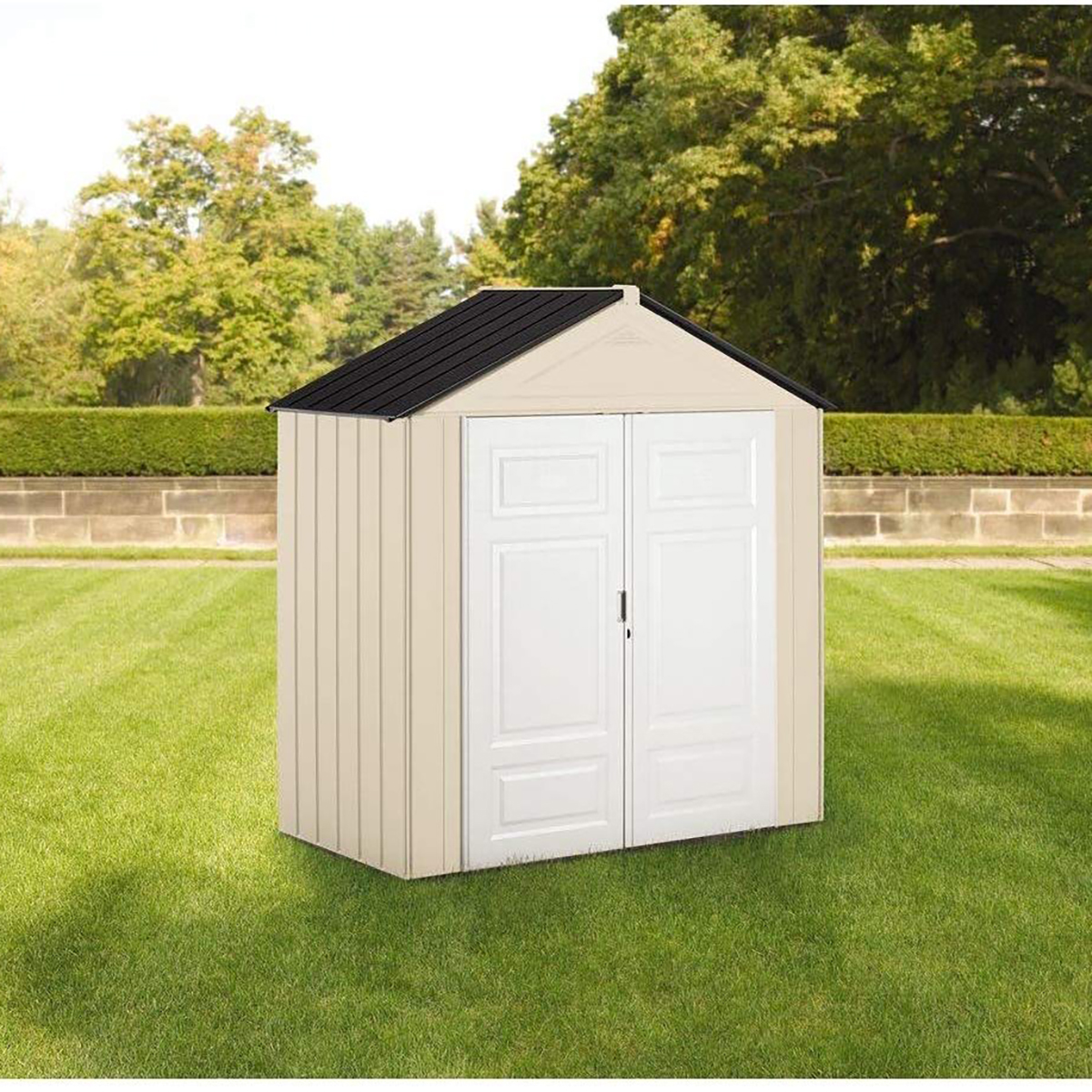 rubbermaid 7x3 ft double wall plastic outdoor storage shed